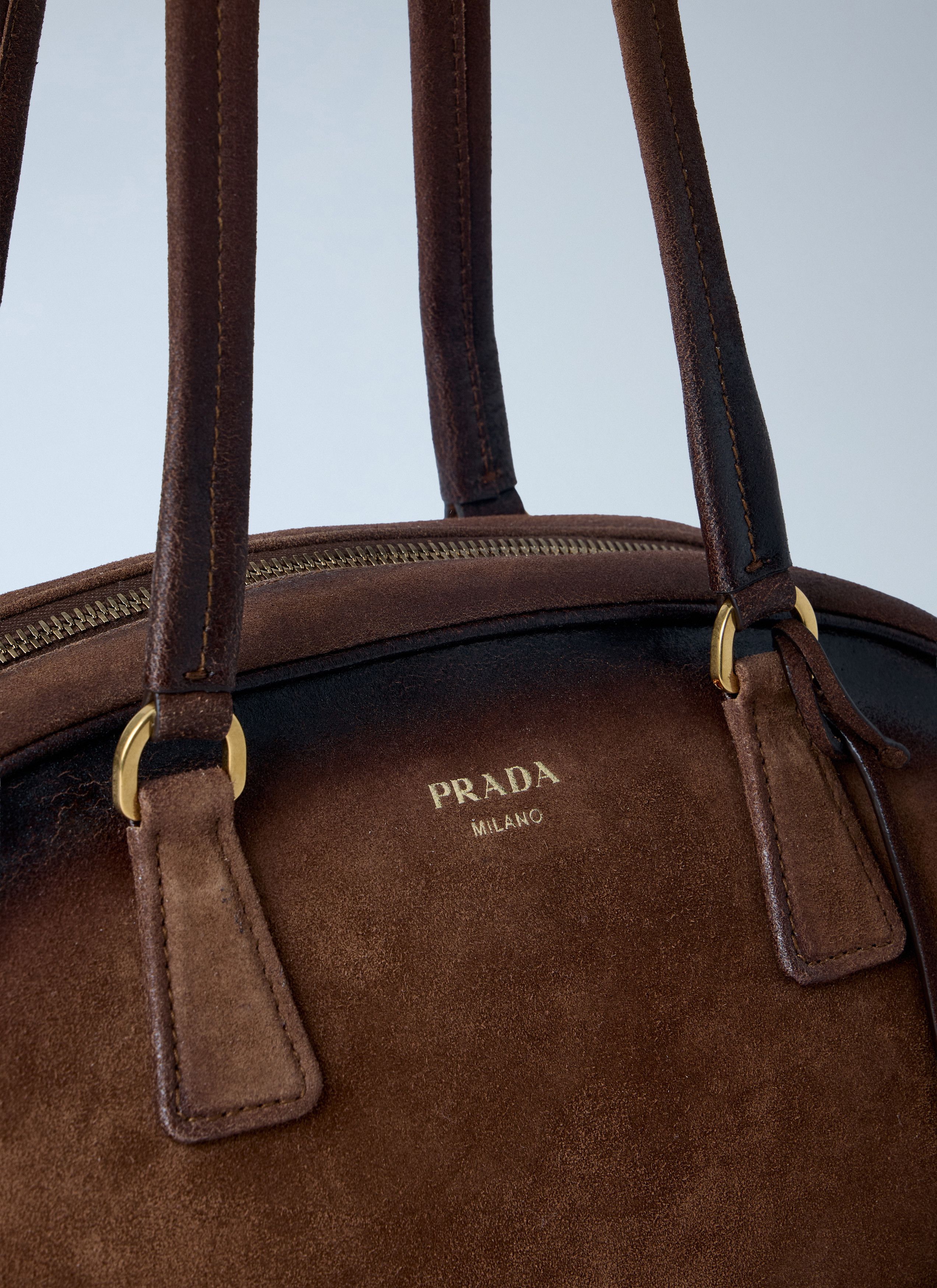 Prada Bowling Medium Suede Handbag Size ONE SIZE - 4 Thumbnail