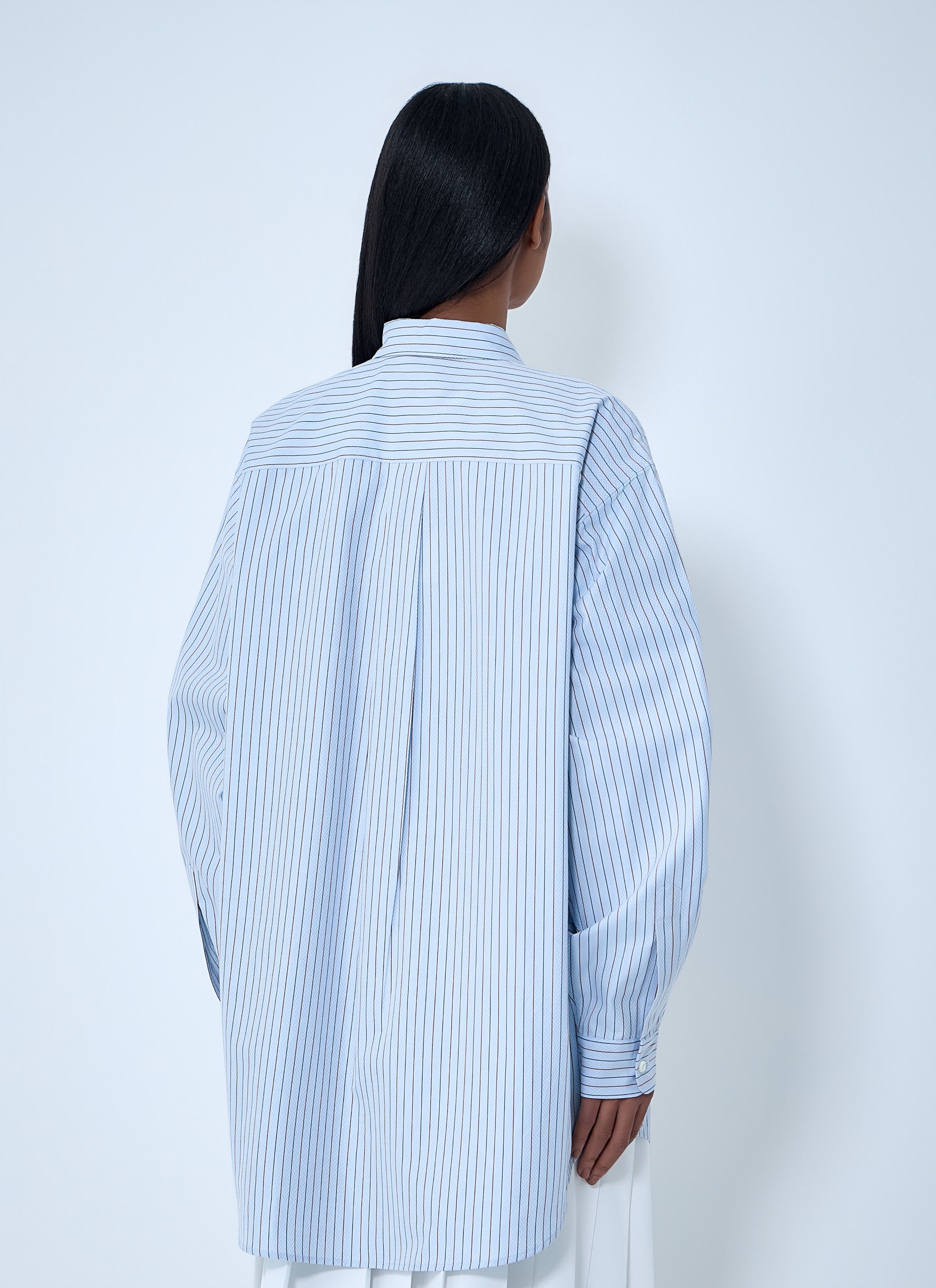 Prada Half-Zip Pinstripe Shirt Size M / US 6-8 / IT 42-44 - 4 Thumbnail