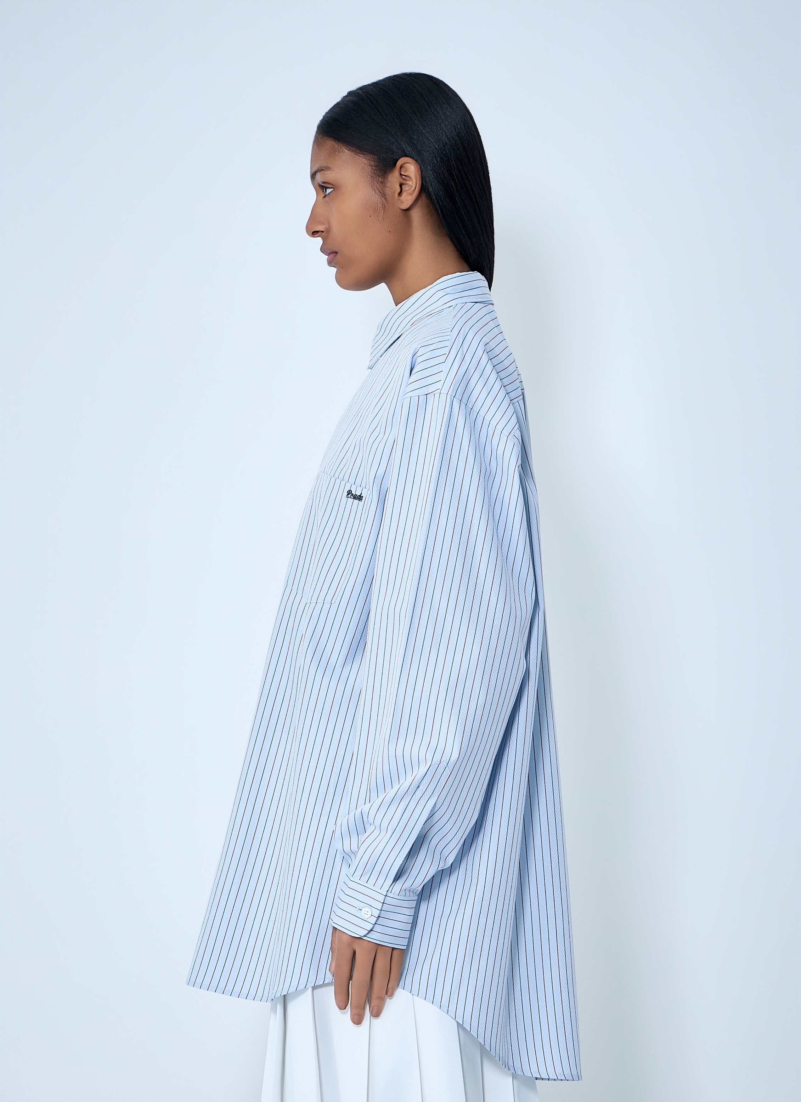 Prada Half-Zip Pinstripe Shirt Size M / US 6-8 / IT 42-44 - 3 Thumbnail