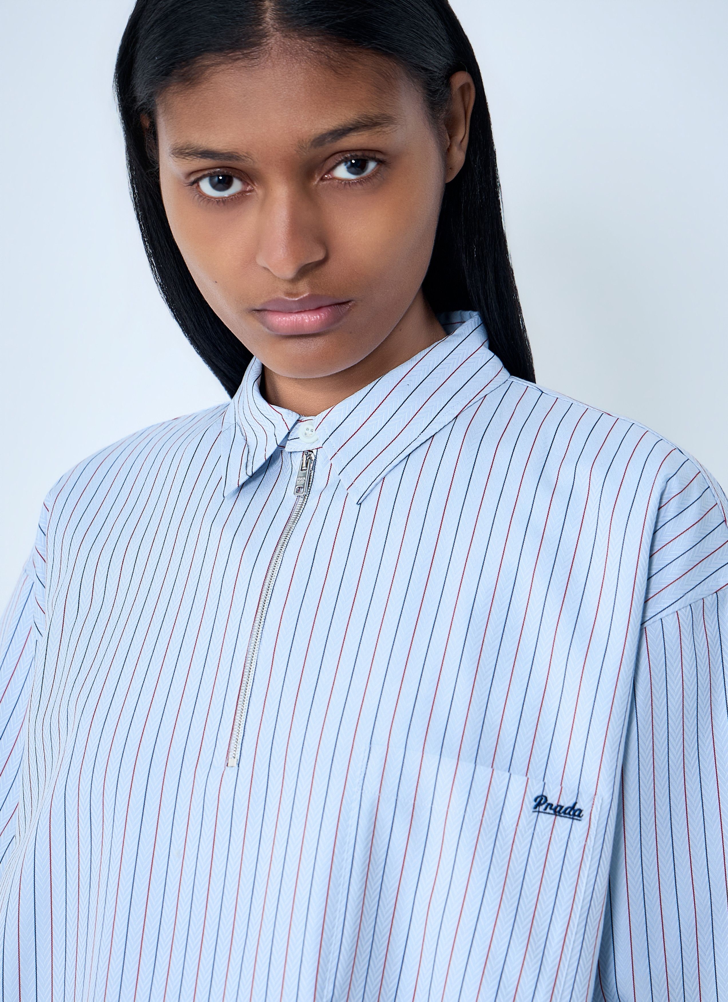 Prada Half-Zip Pinstripe Shirt Size M / US 6-8 / IT 42-44 - 5 Thumbnail