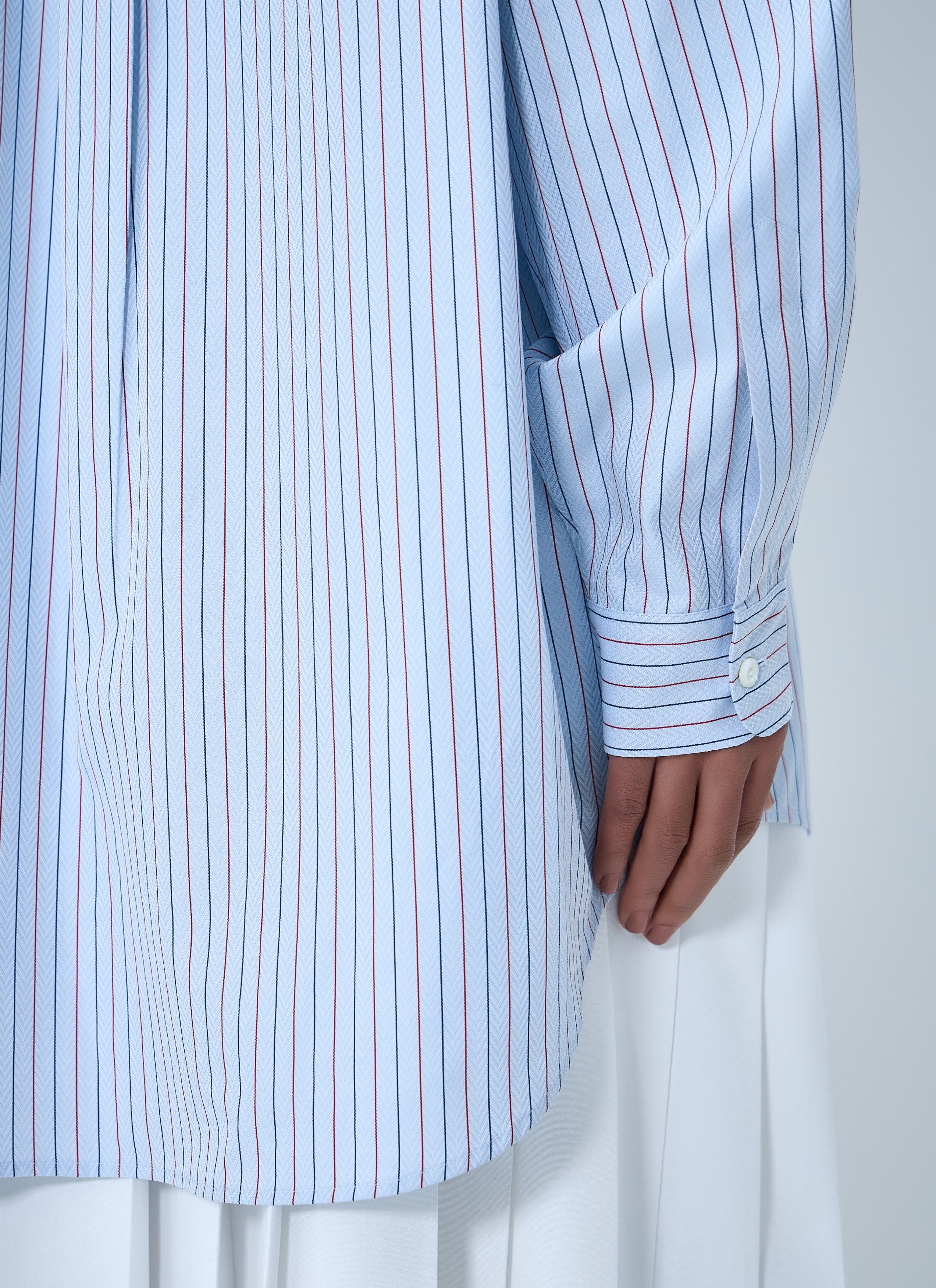 Prada Half-Zip Pinstripe Shirt Size M / US 6-8 / IT 42-44 - 6 Thumbnail