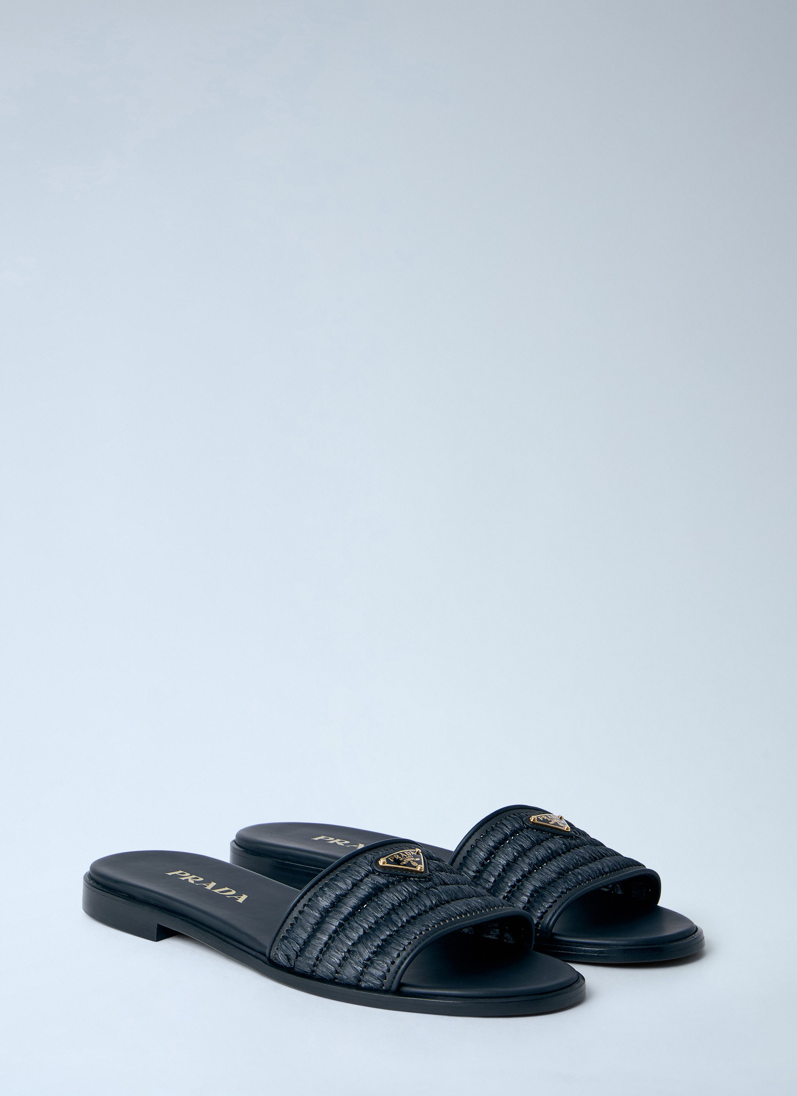Leather Slides With Crochet Details
