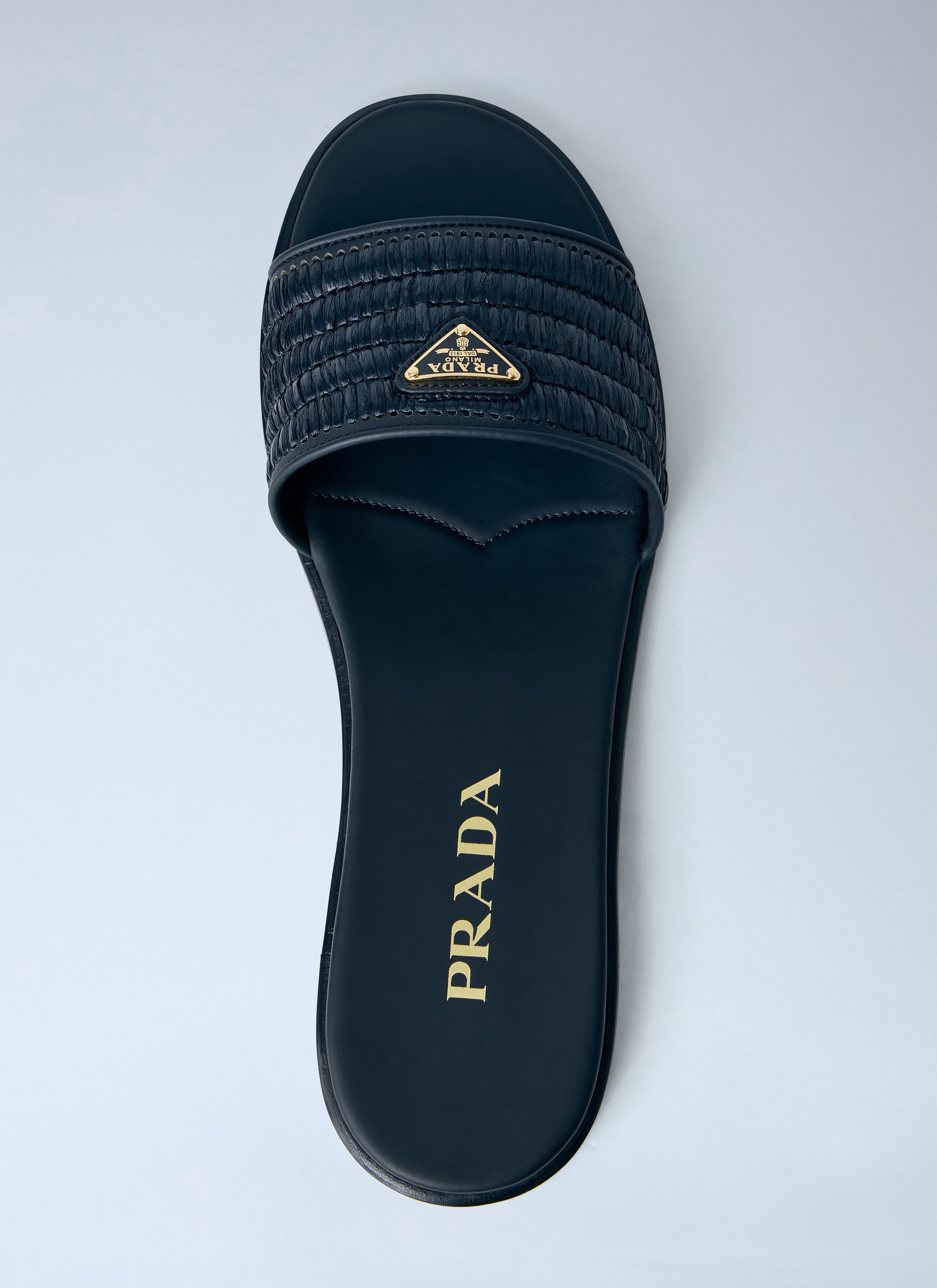 Leather Slides With Crochet Details