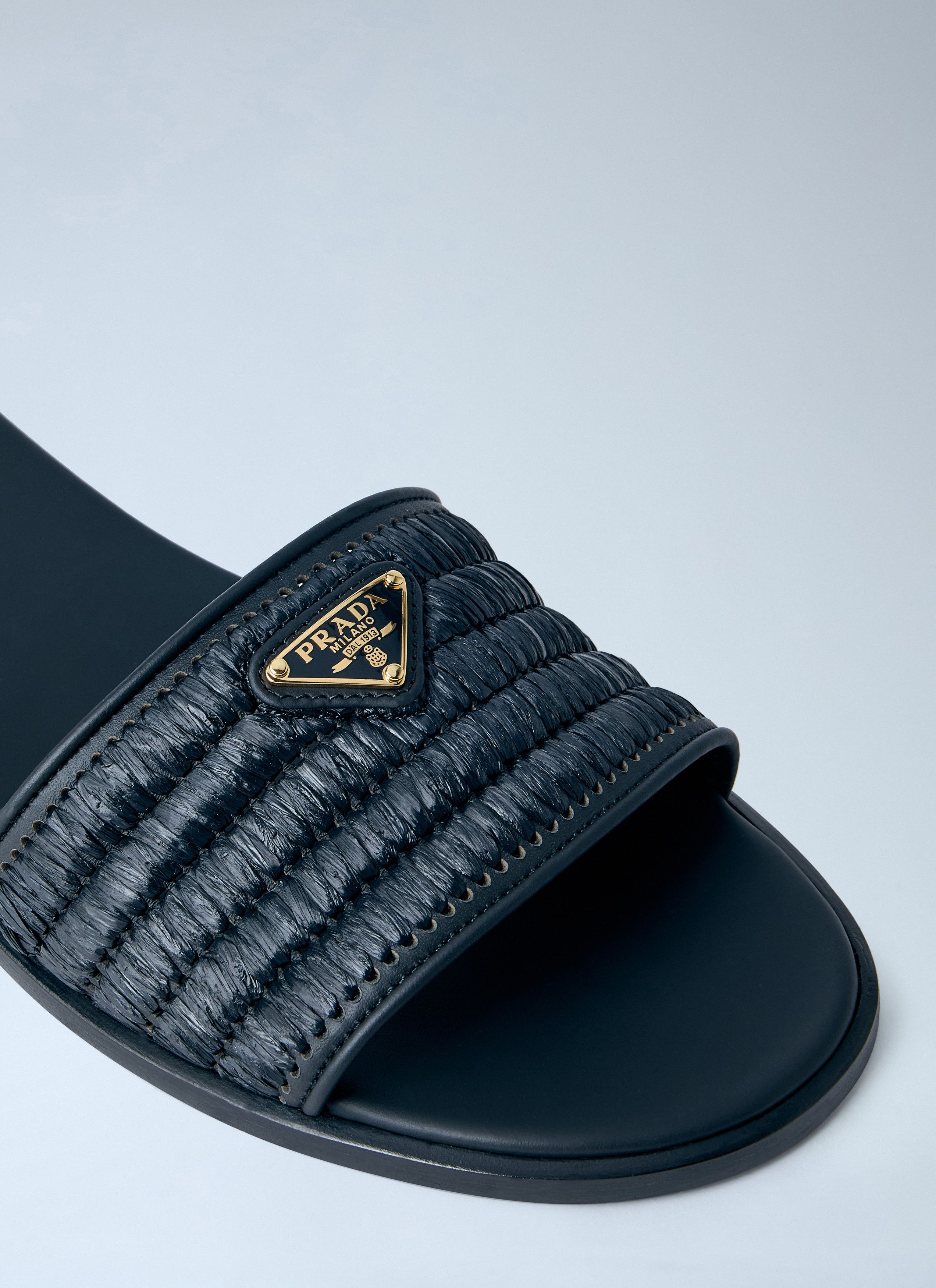 Leather Slides With Crochet Details