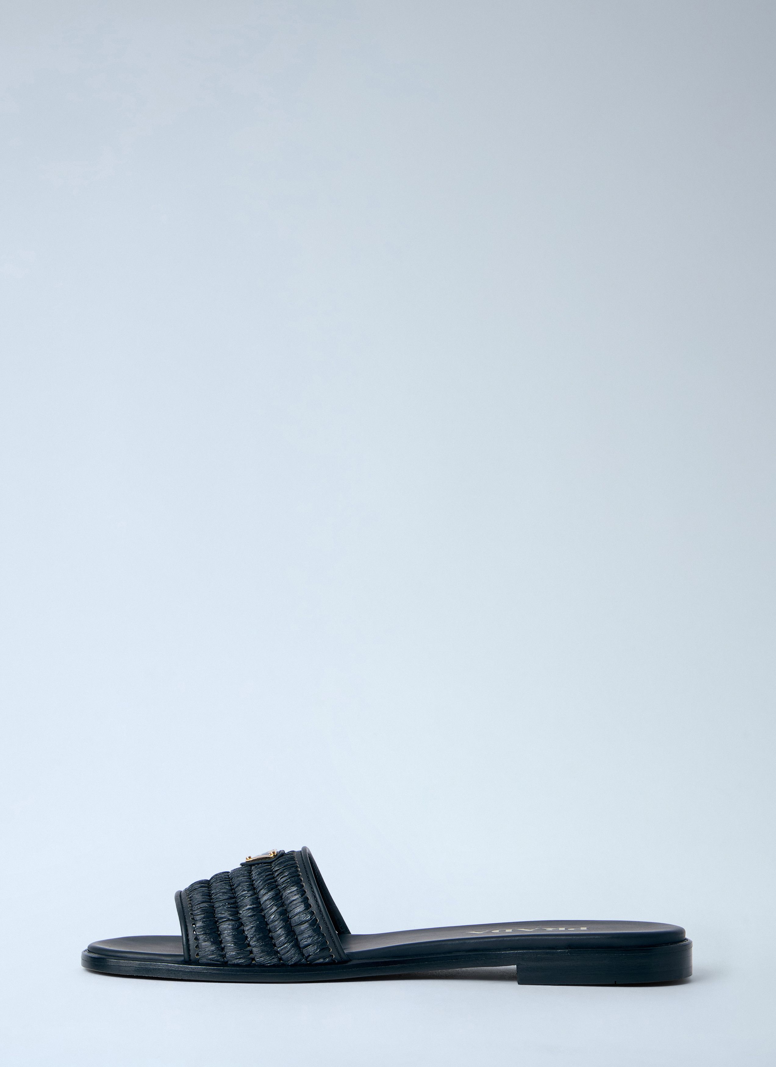 Leather Slides With Crochet Details