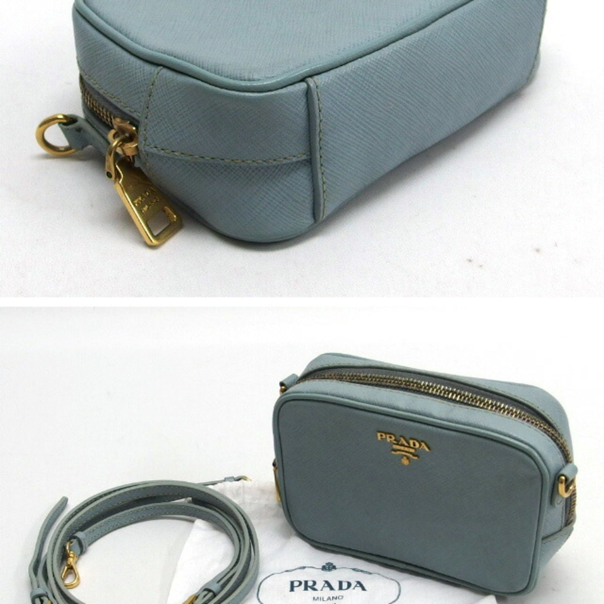 Prada Prada Saffiano Mini Shoulder Bag Light Blue Size ONE SIZE - 4 Thumbnail