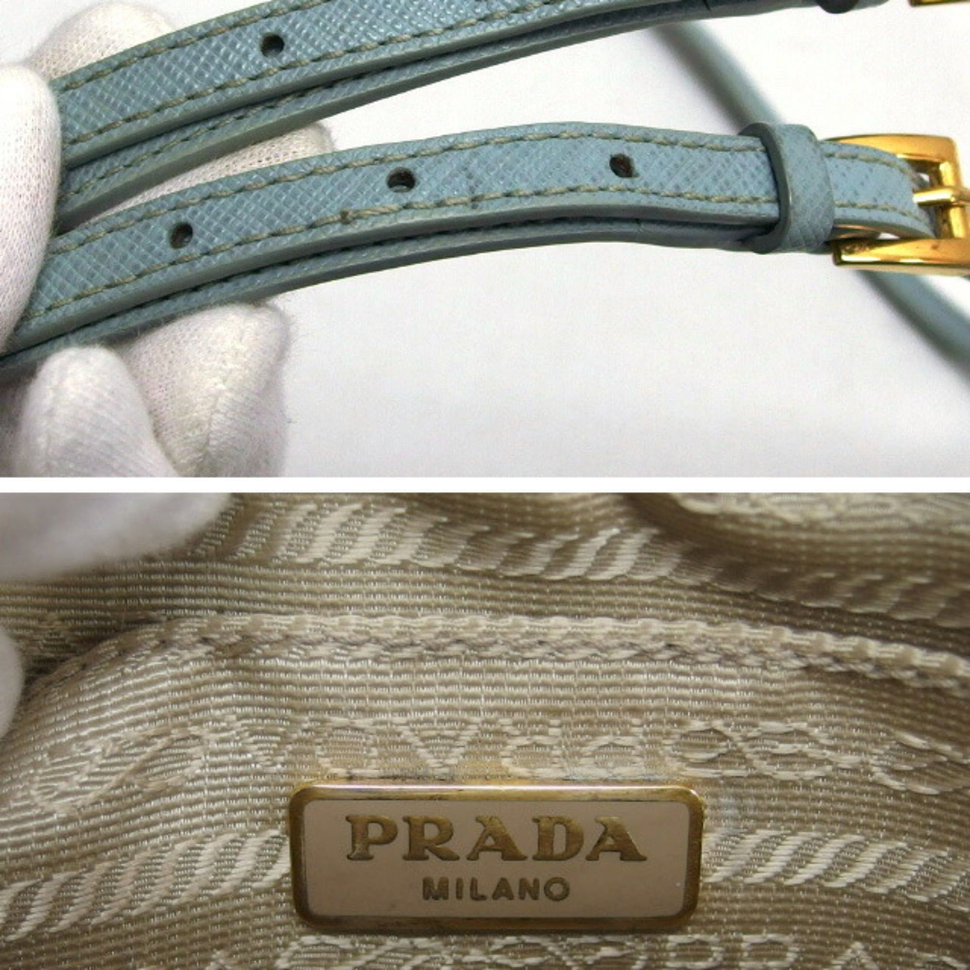 Prada Prada Saffiano Mini Shoulder Bag Light Blue Size ONE SIZE - 8 Thumbnail