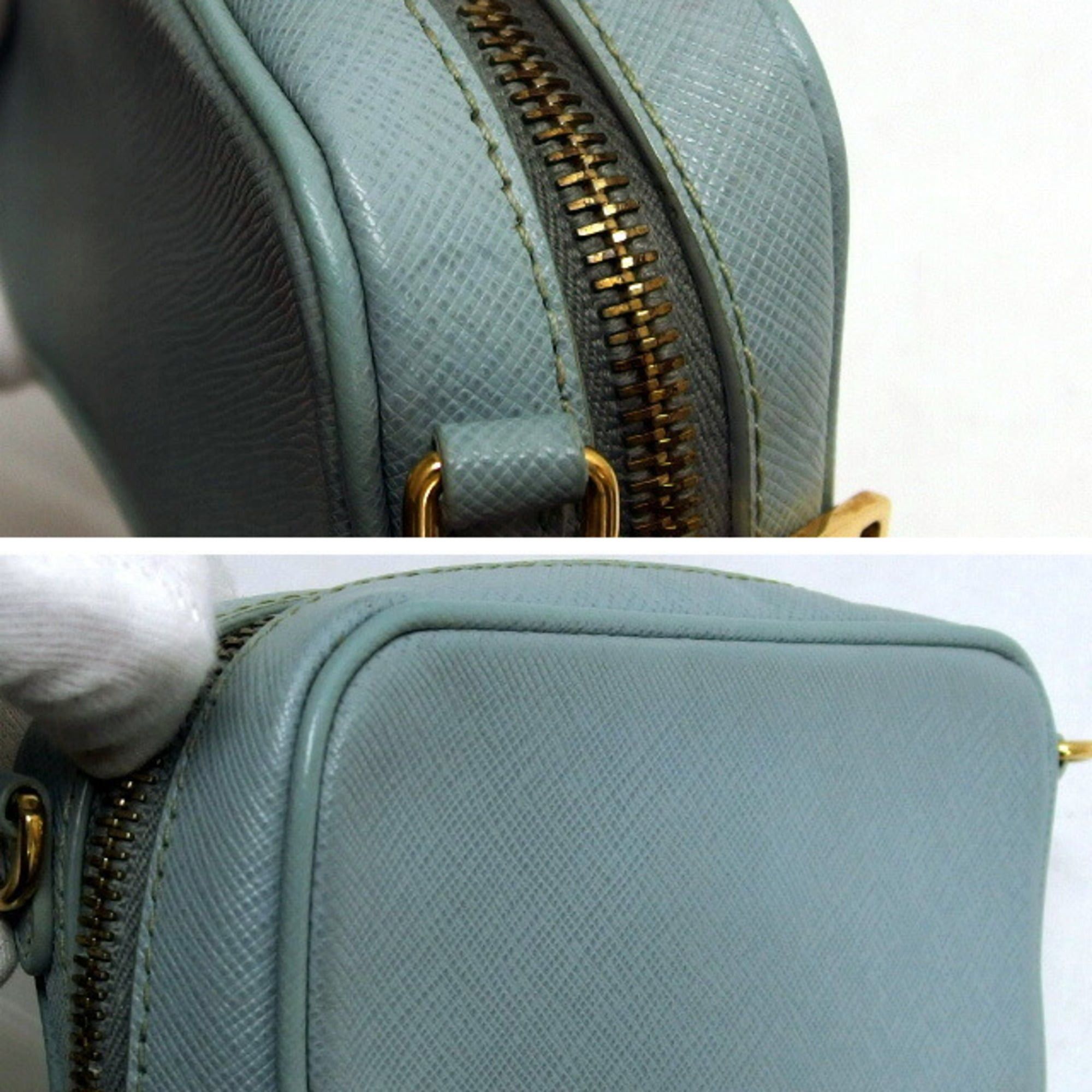 Prada Prada Saffiano Mini Shoulder Bag Light Blue Size ONE SIZE - 7 Thumbnail