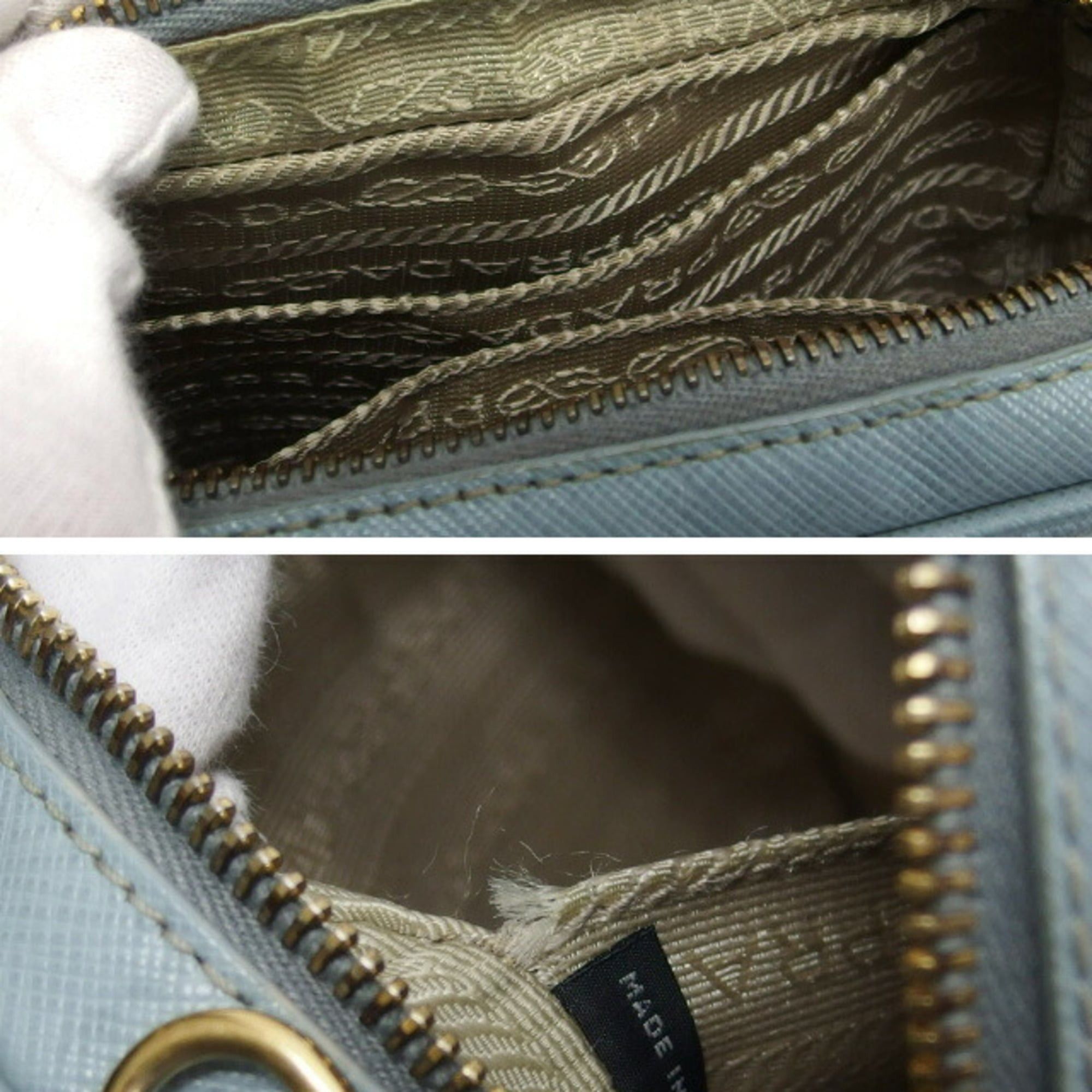 Prada Prada Saffiano Mini Shoulder Bag Light Blue Size ONE SIZE - 11 Thumbnail