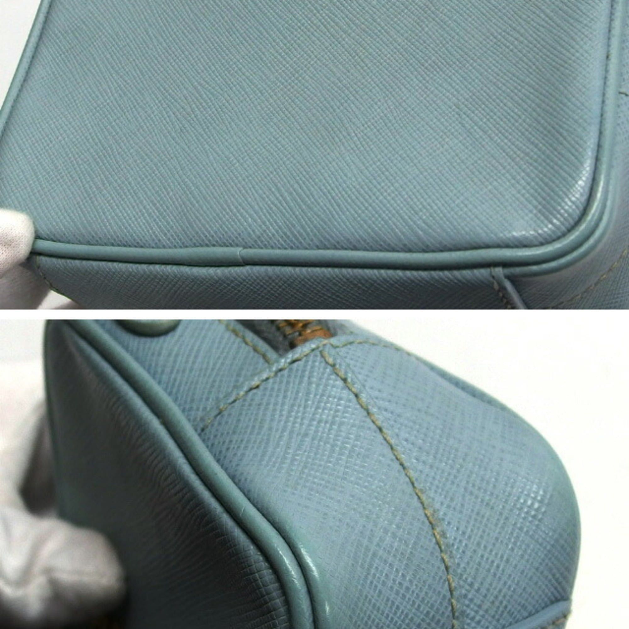 Prada Prada Saffiano Mini Shoulder Bag Light Blue Size ONE SIZE - 6 Thumbnail