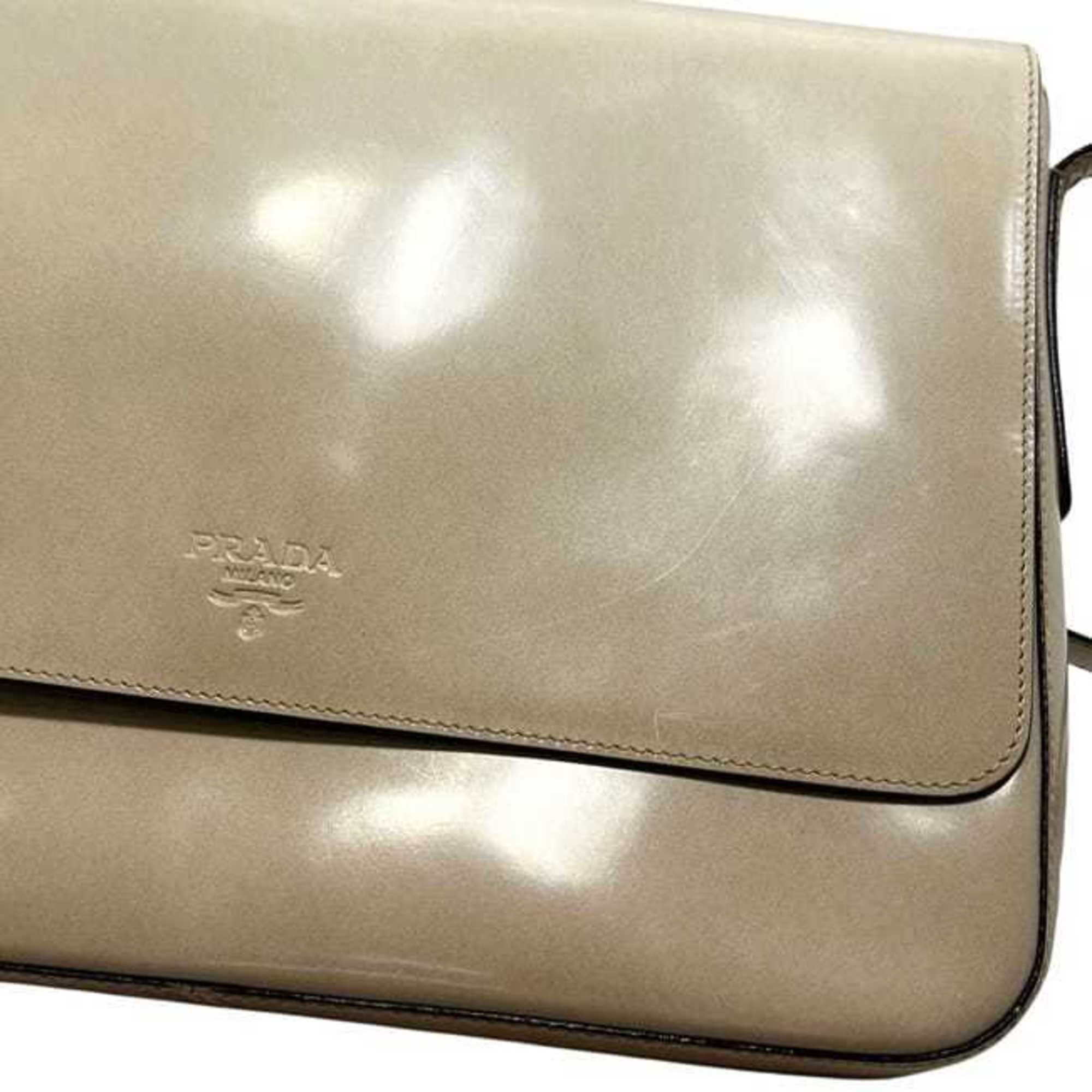 Prada Prada Shoulder Bag ec-25105 Beige CAMMELLO Gradient SPAZZOLATO SFUM B7160 Leather 50 PRADA Flap Patent Coated Calf Women's Size ONE SIZE - 8 Thumbnail