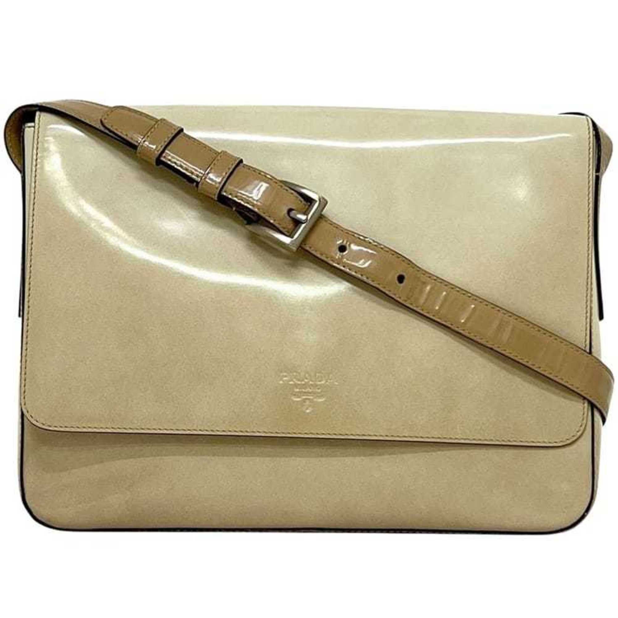 Prada Prada Shoulder Bag ec-25105 Beige CAMMELLO Gradient SPAZZOLATO SFUM B7160 Leather 50 PRADA Flap Patent Coated Calf Women's Size ONE SIZE - 2 Thumbnail