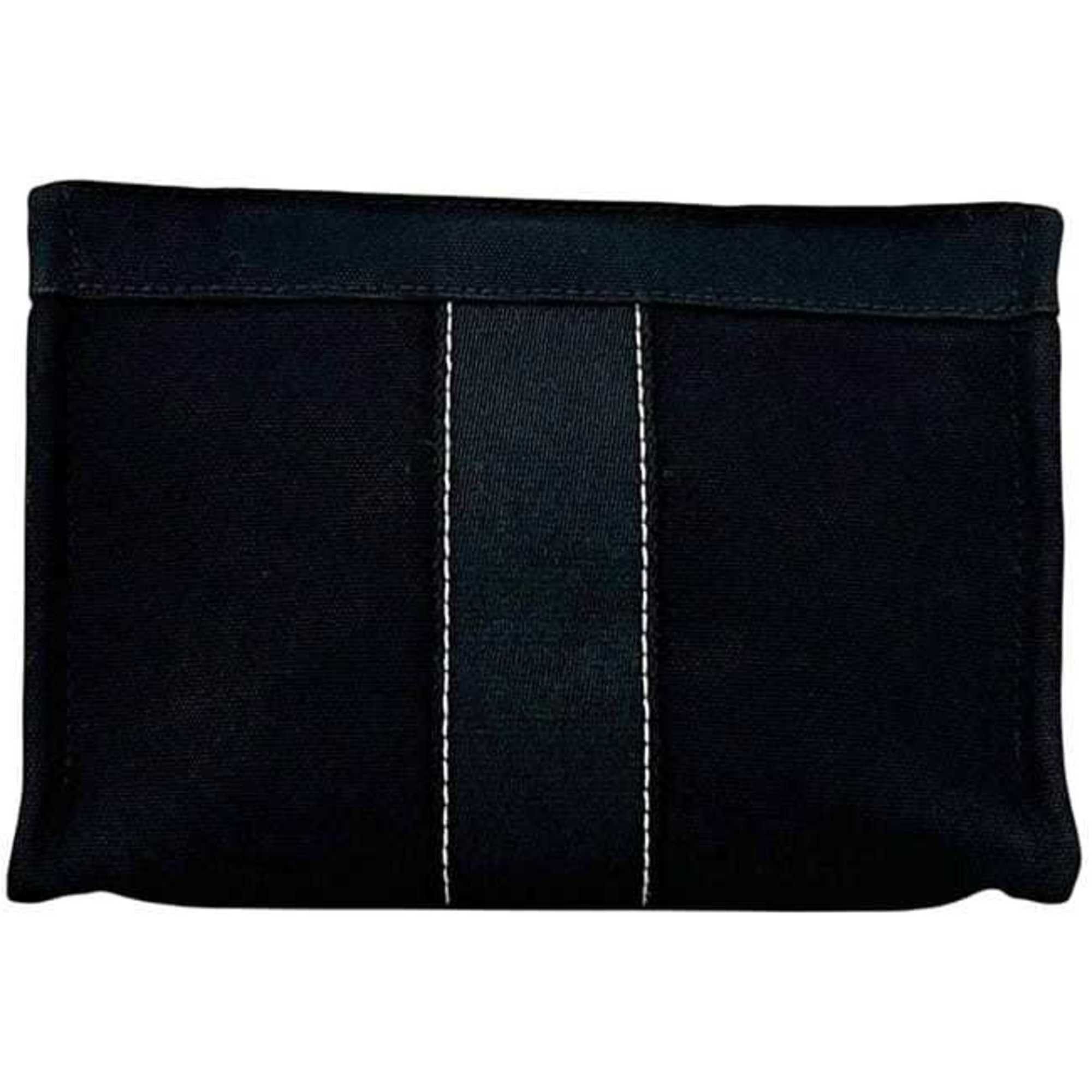 Hermes Hermès Deauville Pouch ec-25098, Black, 100% Cotton, HERMES Black Mini Stitched Canvas for Men and Women Size ONE SIZE - 4 Thumbnail