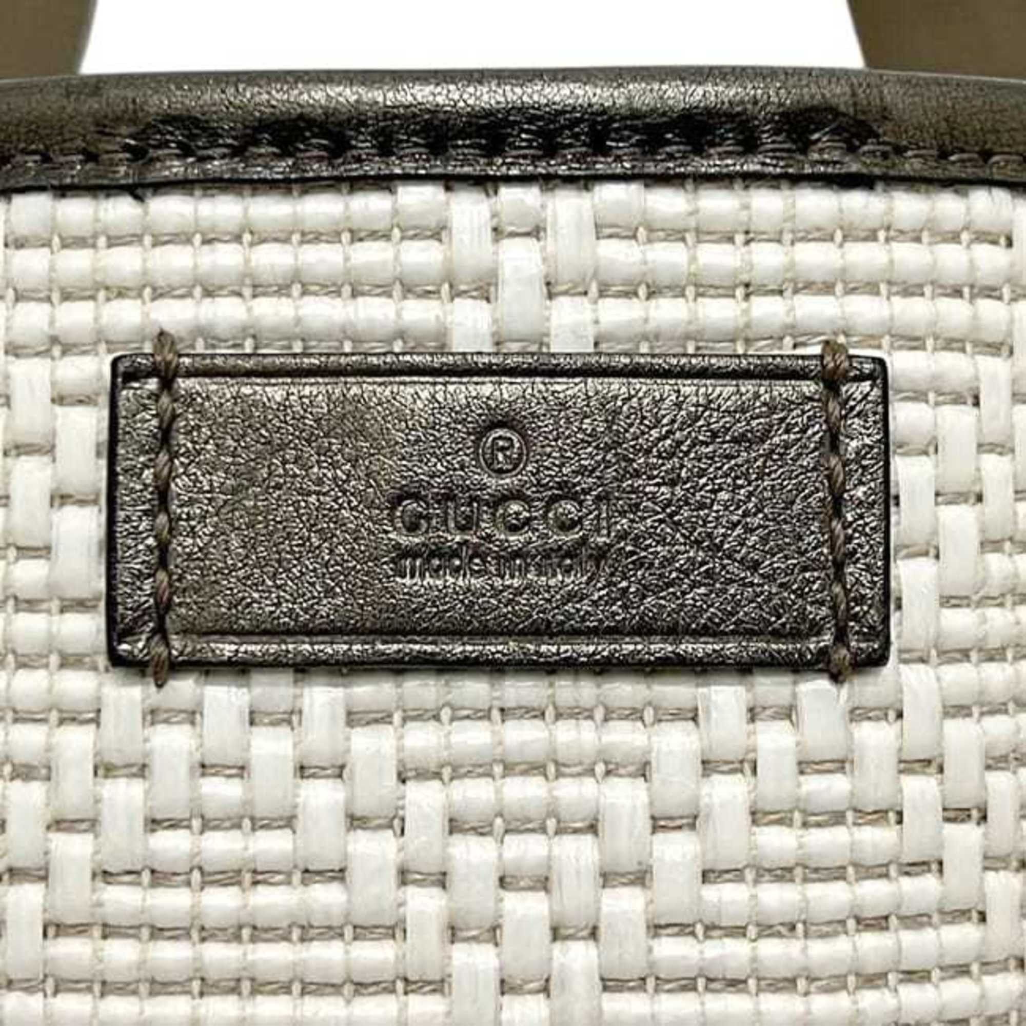 Gucci Gucci Tote Bag ec-25131 White Beige Metallic Khaki Shimmer Line 289626 PVC Leather 498879 GUCCI GG Large A4 Women's Men's Size ONE SIZE - 7 Thumbnail