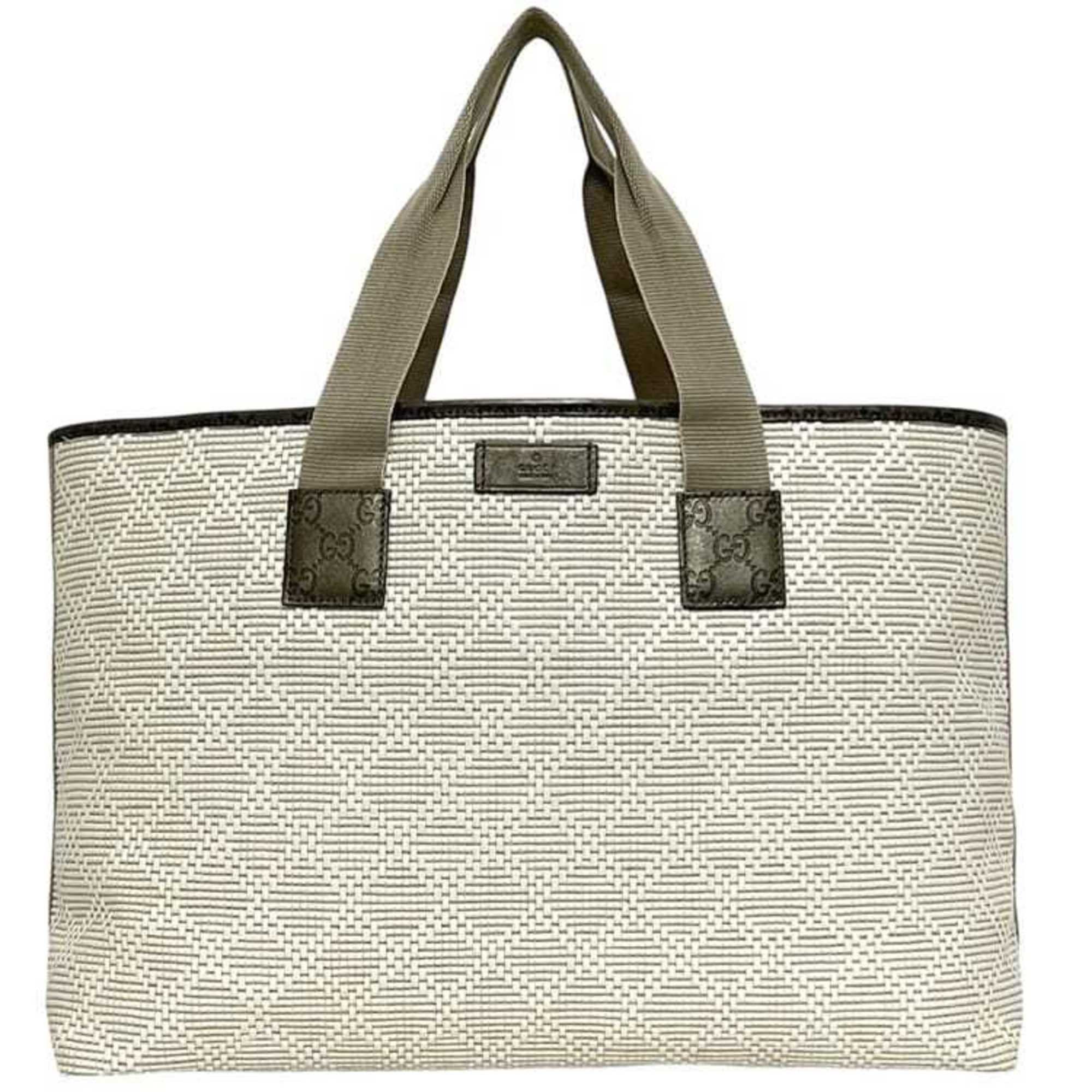 Gucci Gucci Tote Bag ec-25131 White Beige Metallic Khaki Shimmer Line 289626 PVC Leather 498879 GUCCI GG Large A4 Women's Men's Size ONE SIZE - 2 Thumbnail