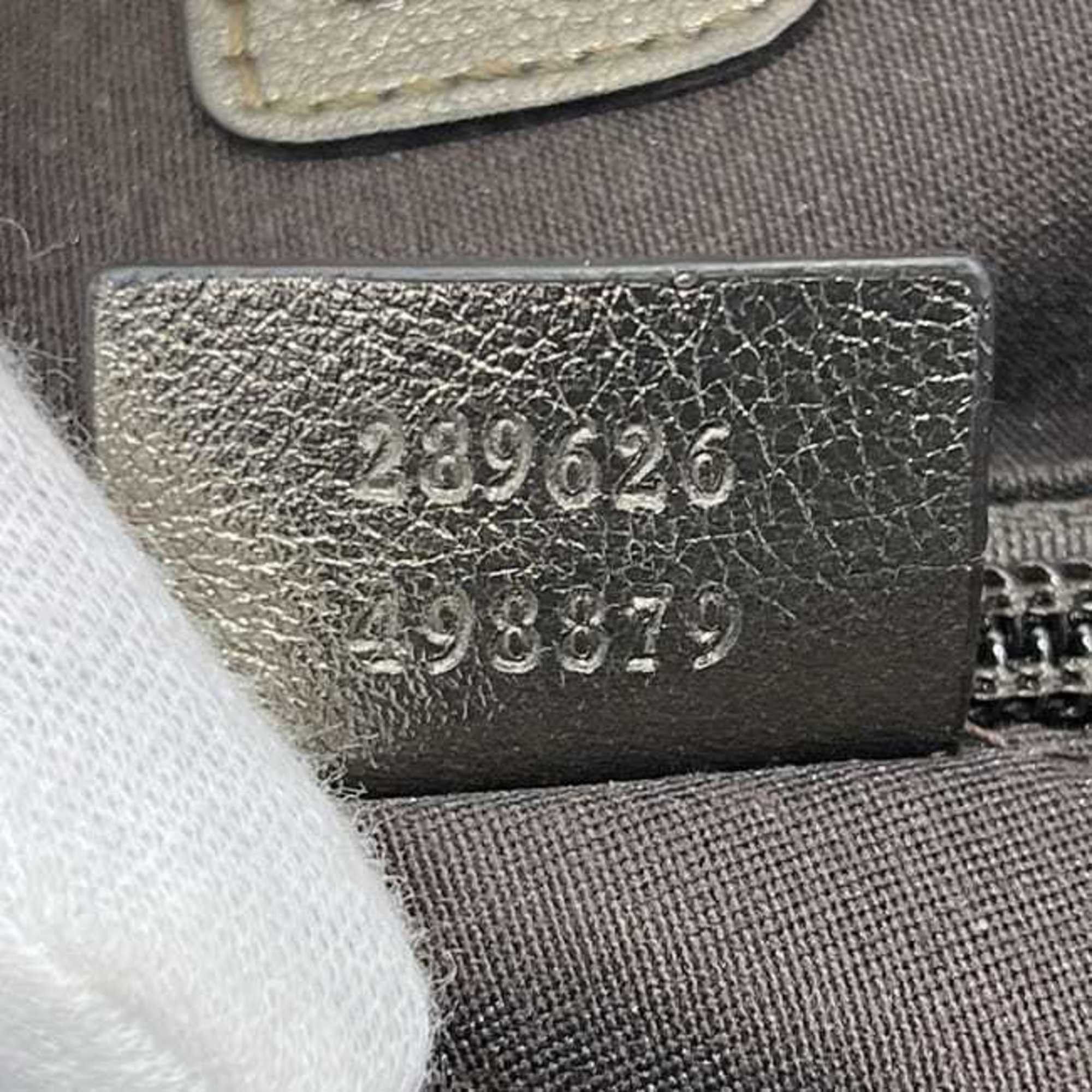 Gucci Gucci Tote Bag ec-25131 White Beige Metallic Khaki Shimmer Line 289626 PVC Leather 498879 GUCCI GG Large A4 Women's Men's Size ONE SIZE - 5 Thumbnail