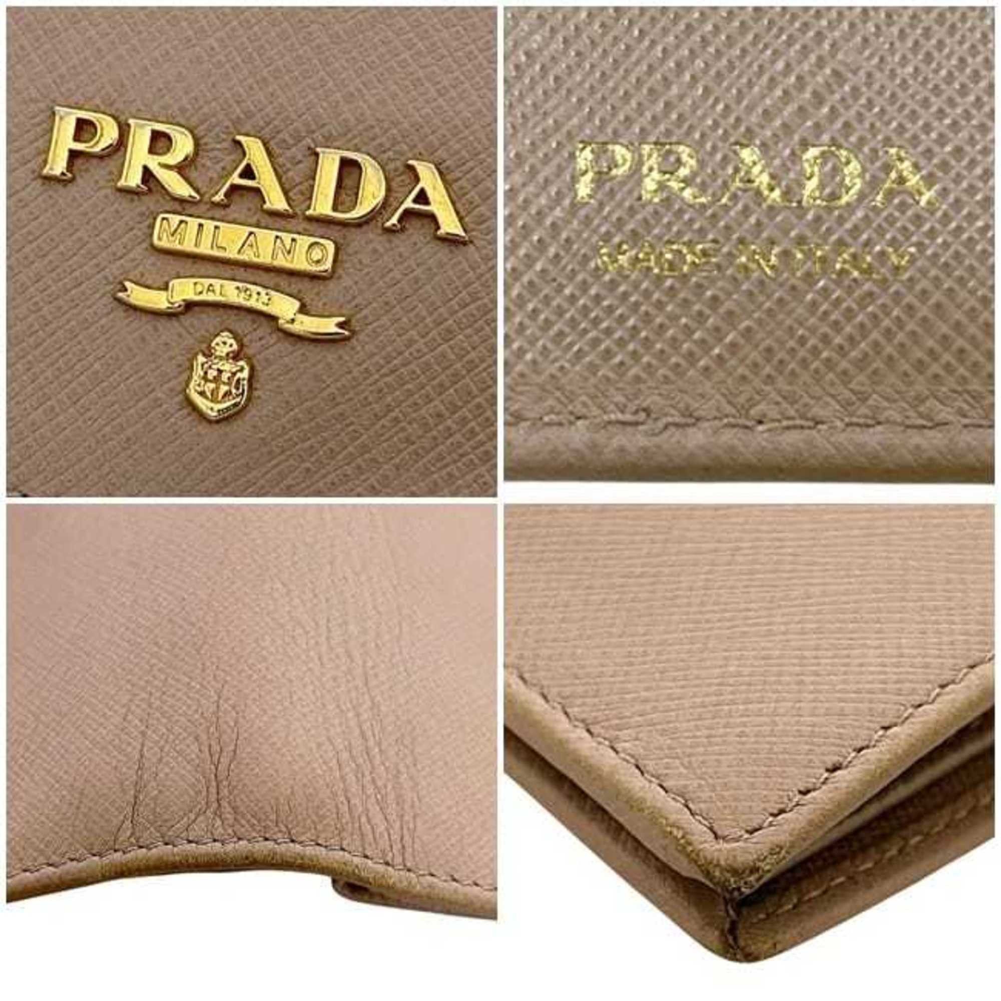Prada Prada Bifold Wallet ec-25090 Beige 1MV204 Saffiano Leather 62 B PRADA Compact Mini Men's Women's Size ONE SIZE - 5 Thumbnail