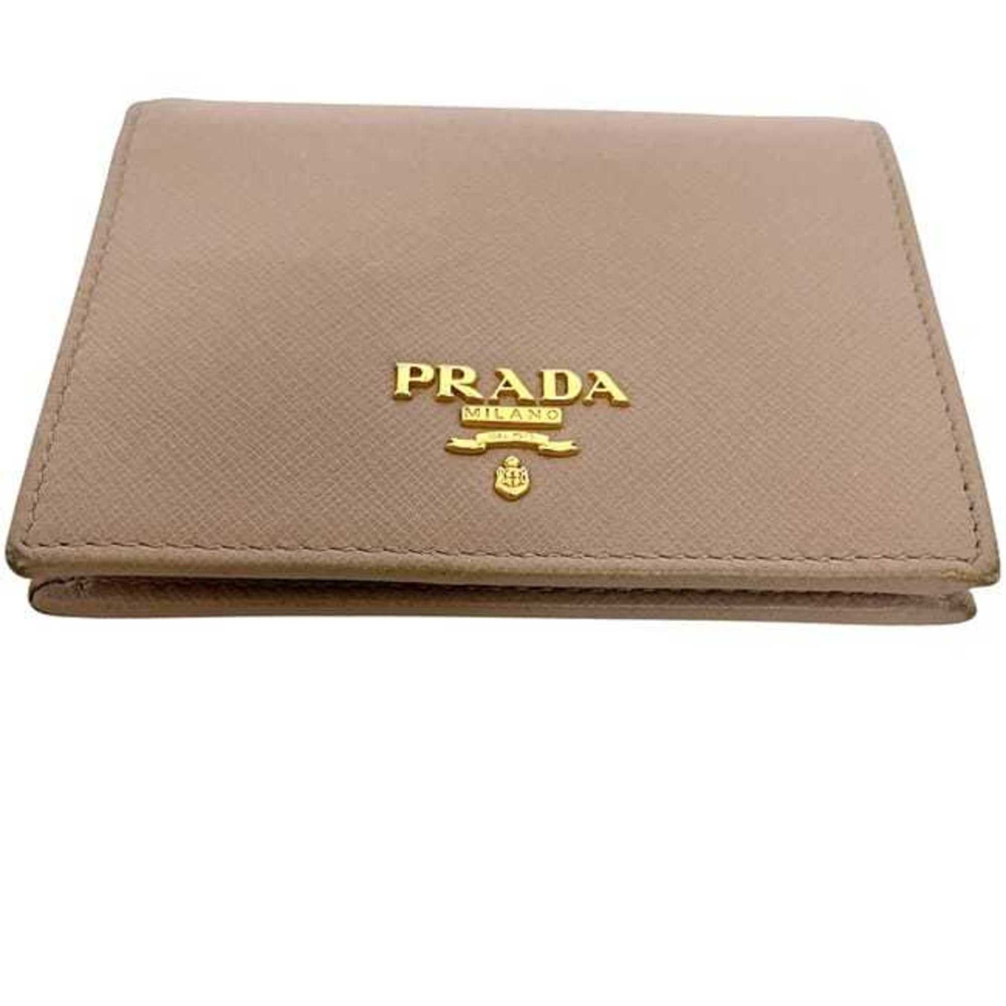 Prada Prada Bifold Wallet ec-25090 Beige 1MV204 Saffiano Leather 62 B PRADA Compact Mini Men's Women's Size ONE SIZE - 6 Thumbnail