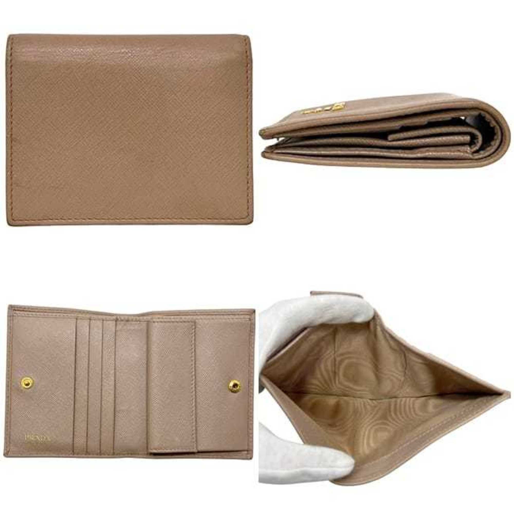 Prada Prada Bifold Wallet ec-25090 Beige 1MV204 Saffiano Leather 62 B PRADA Compact Mini Men's Women's Size ONE SIZE - 3 Thumbnail