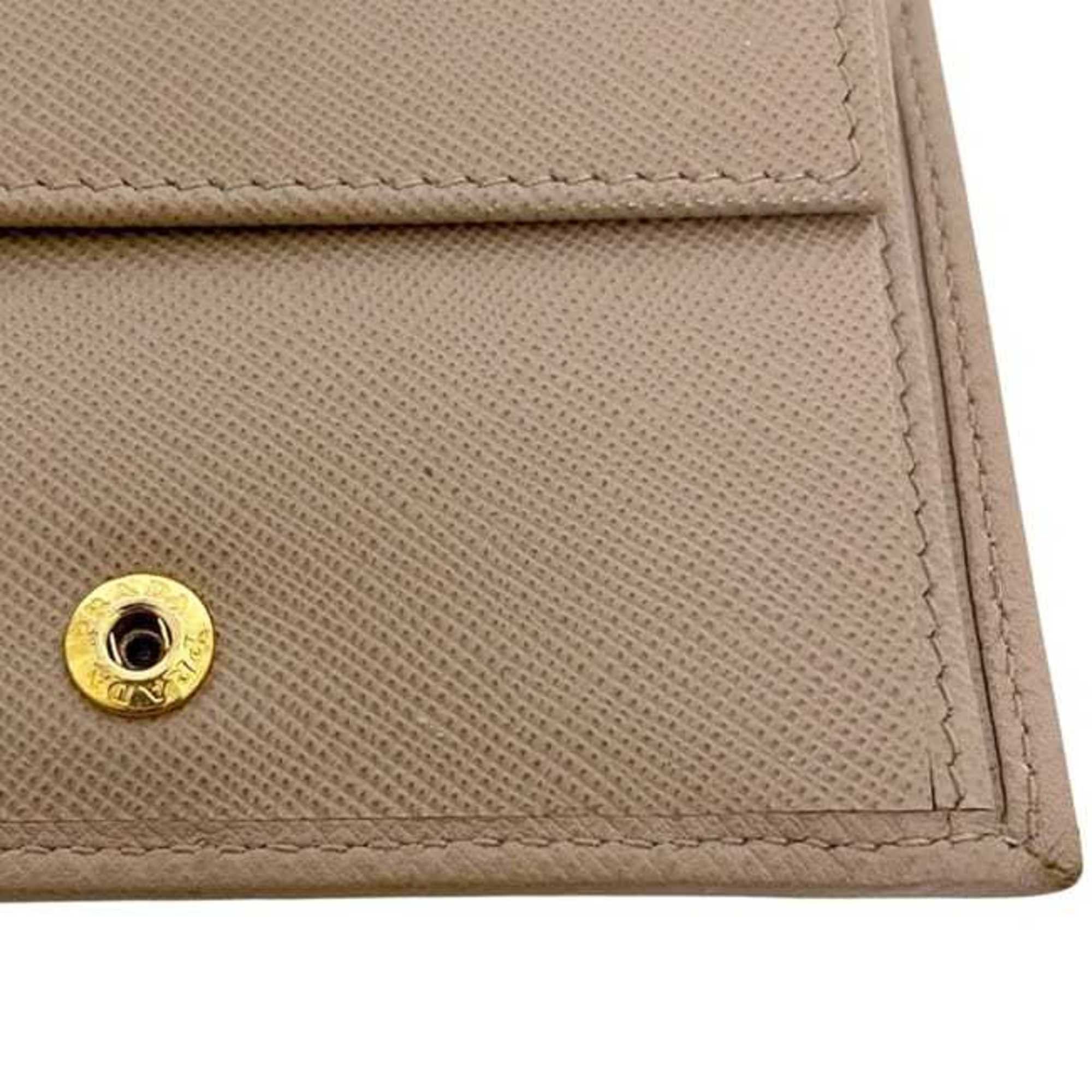 Prada Prada Bifold Wallet ec-25090 Beige 1MV204 Saffiano Leather 62 B PRADA Compact Mini Men's Women's Size ONE SIZE - 9 Thumbnail