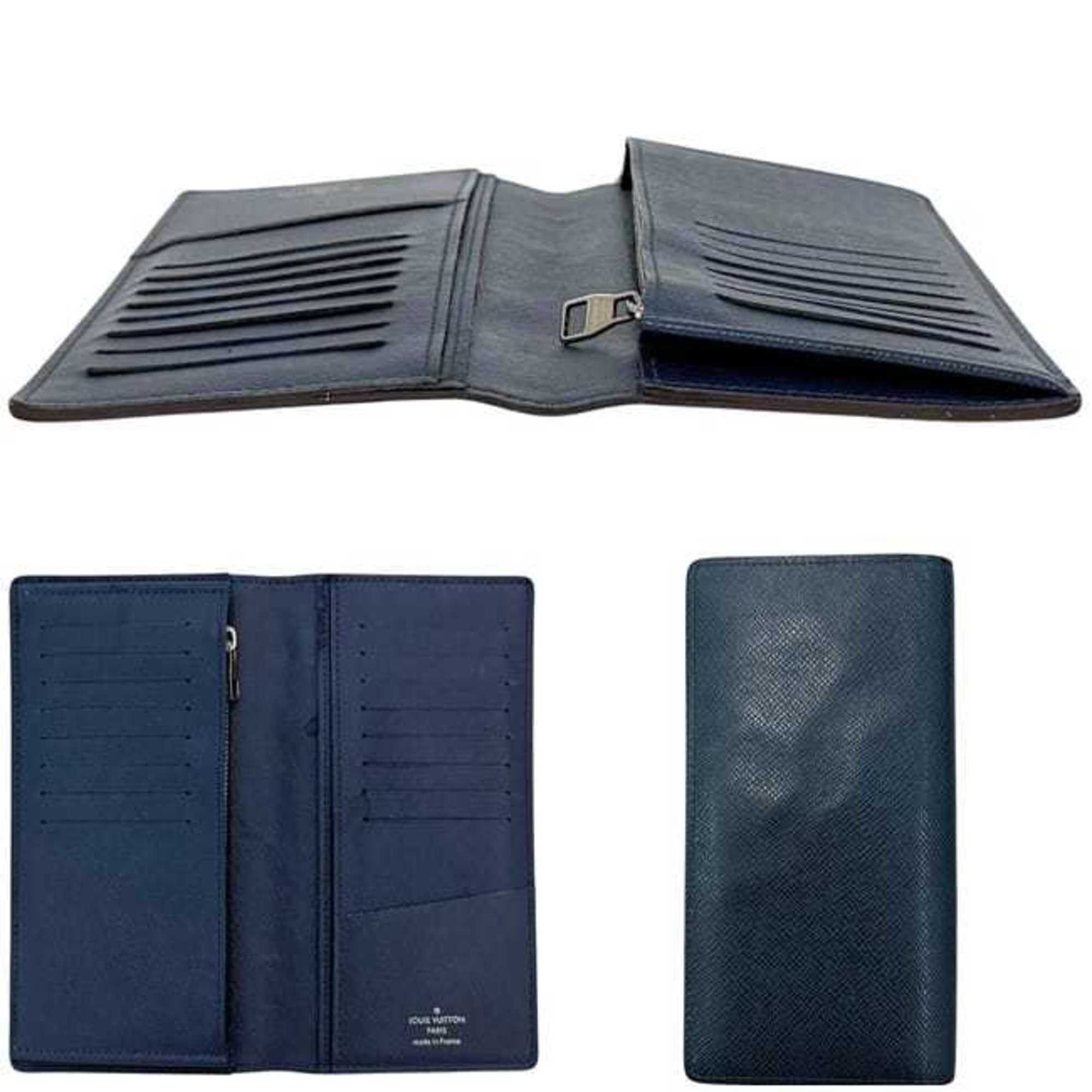 Louis Vuitton Louis Vuitton Bifold Long Wallet Portefeuille Brazza ec-25145 Navy Marine Taiga M30502 Leather SP5105 LOUIS VUITTON Blue Men's Size ONE SIZE - 3 Thumbnail