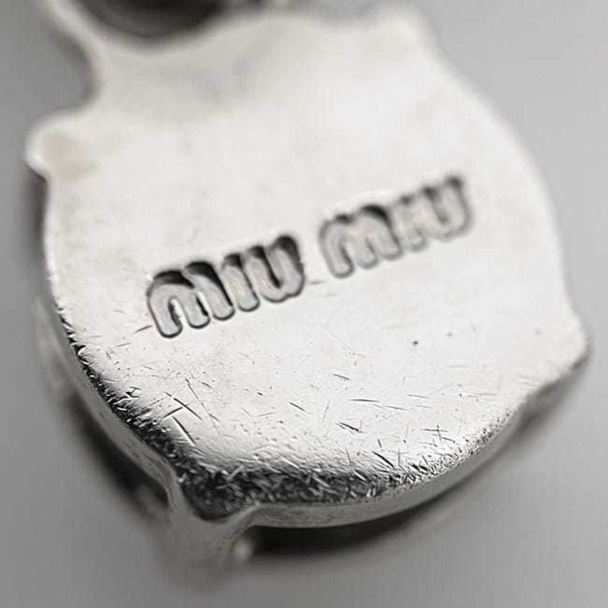 Miu Miu Miu Miu Miu Bracelet ec-25053 Silver Leather Rhinestone Single Stone Women's Size ONE SIZE - 11 Thumbnail