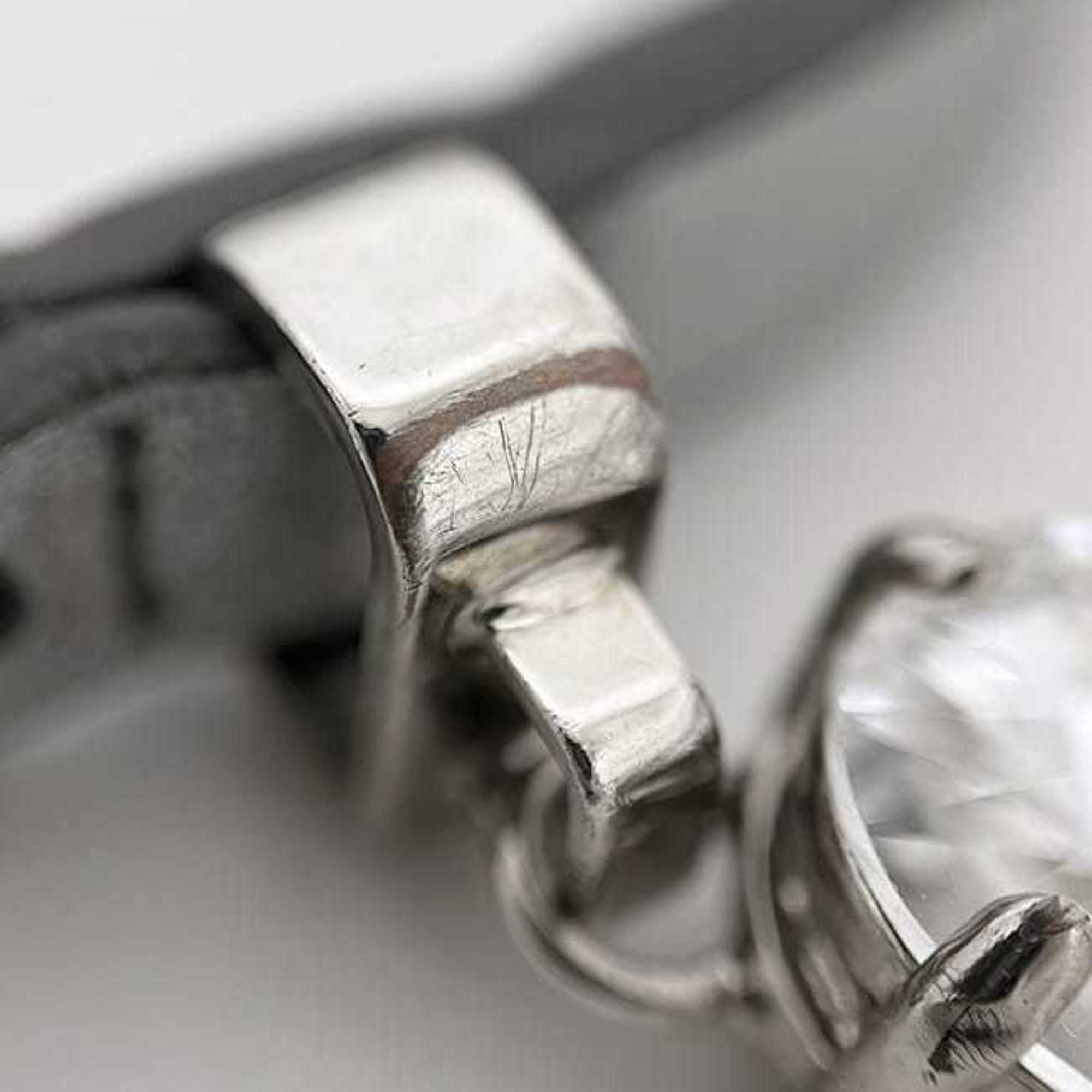 Miu Miu Miu Miu Miu Bracelet ec-25053 Silver Leather Rhinestone Single Stone Women's Size ONE SIZE - 10 Thumbnail