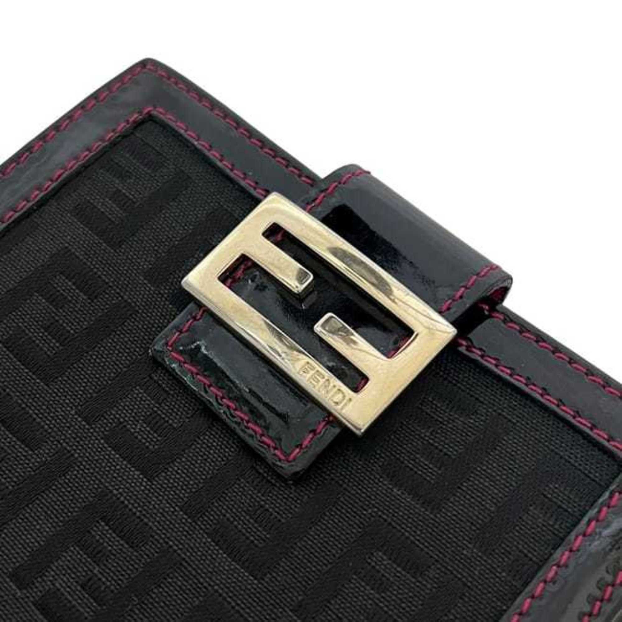 Fendi Fendi bifold wallet ec-25148 black pink zucchino 8M0188 patent canvas leather FENDI enamel FF compact mini for men and women Size ONE SIZE - 9 Thumbnail