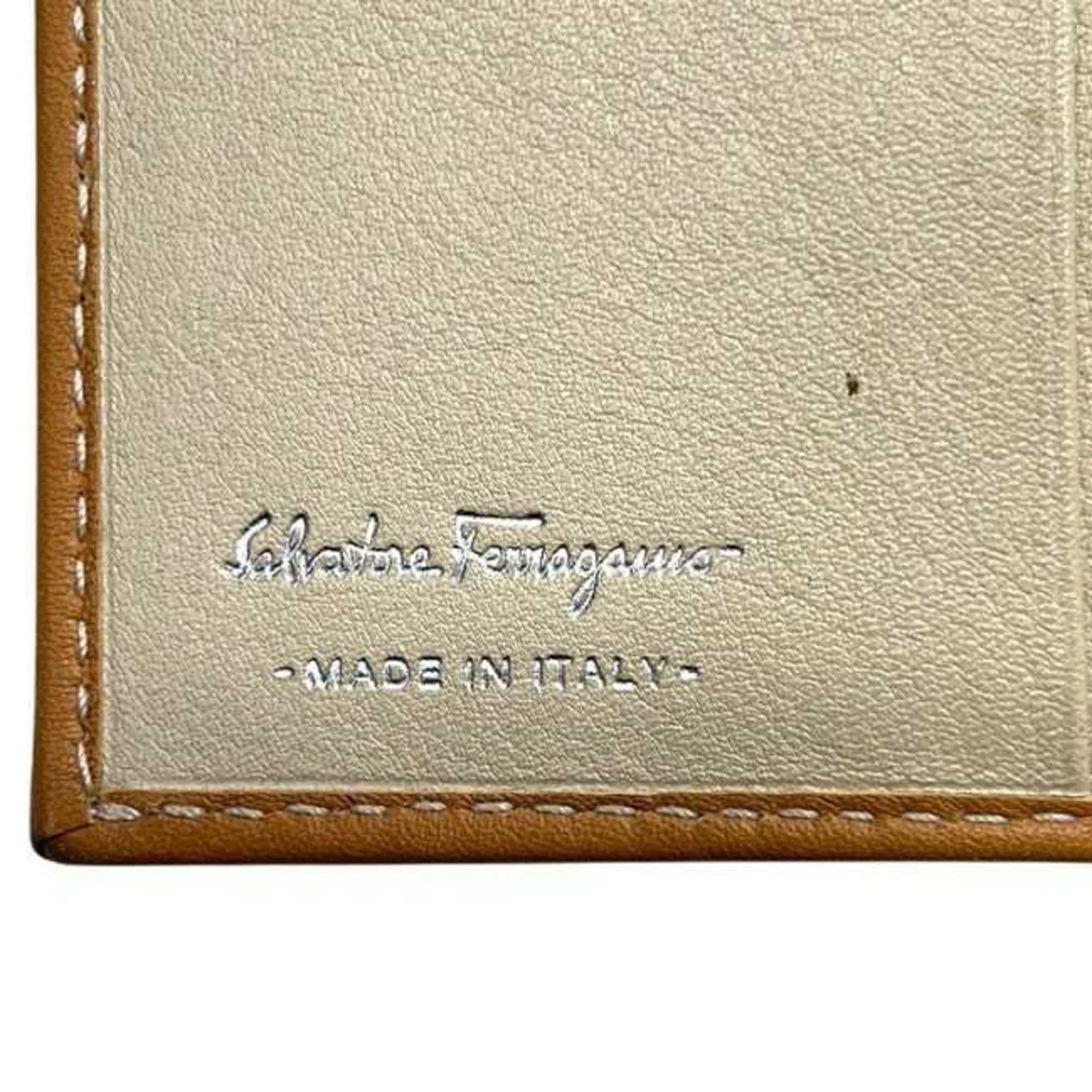 Salvatore Ferragamo Salvatore Ferragamo bifold wallet ec-25045 camel brown Gancini IY-224136 leather compact men's and women's Size ONE SIZE - 5 Thumbnail