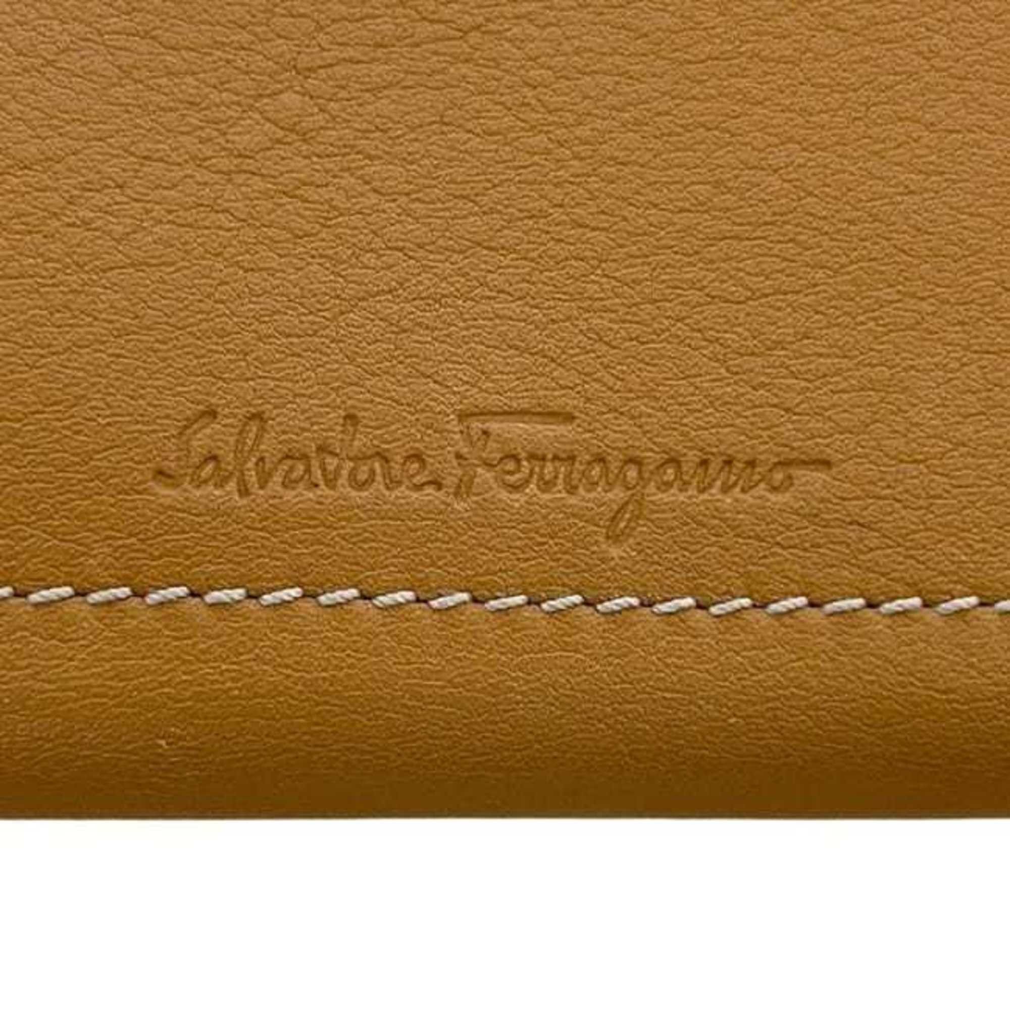Salvatore Ferragamo Salvatore Ferragamo bifold wallet ec-25045 camel brown Gancini IY-224136 leather compact men's and women's Size ONE SIZE - 7 Thumbnail