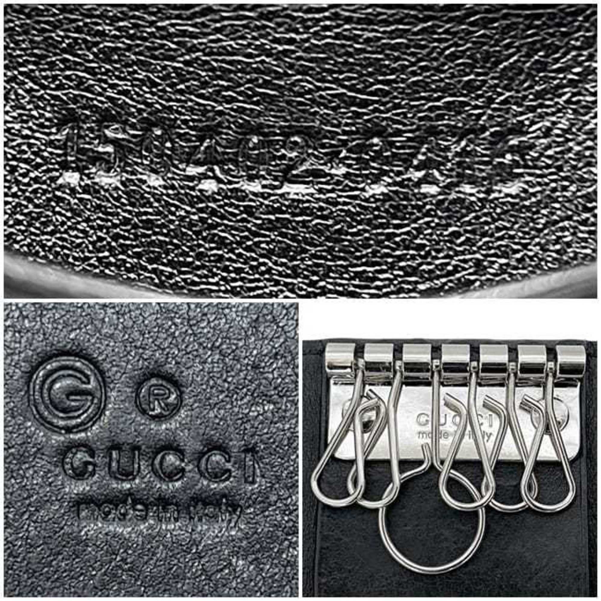 Gucci Gucci 6-ring key case ec-25040 Black Shimmer Line 150402 Leather 0416 GUCCI GG Embossed Key Holder for Men and Women Size ONE SIZE - 4 Thumbnail
