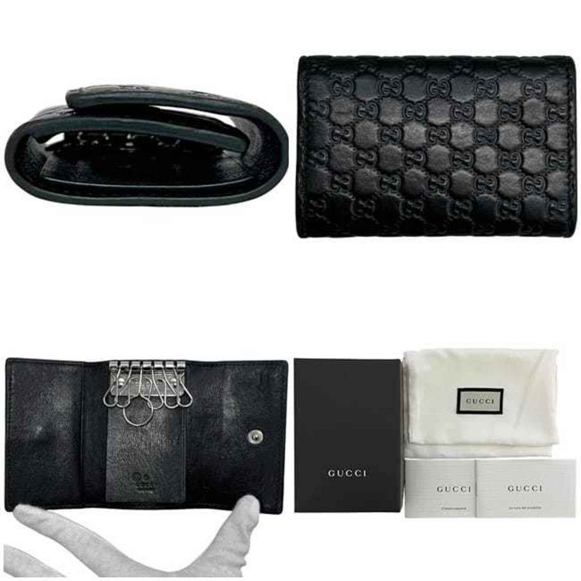Gucci Gucci 6-ring key case ec-25040 Black Shimmer Line 150402 Leather 0416 GUCCI GG Embossed Key Holder for Men and Women Size ONE SIZE - 3 Thumbnail
