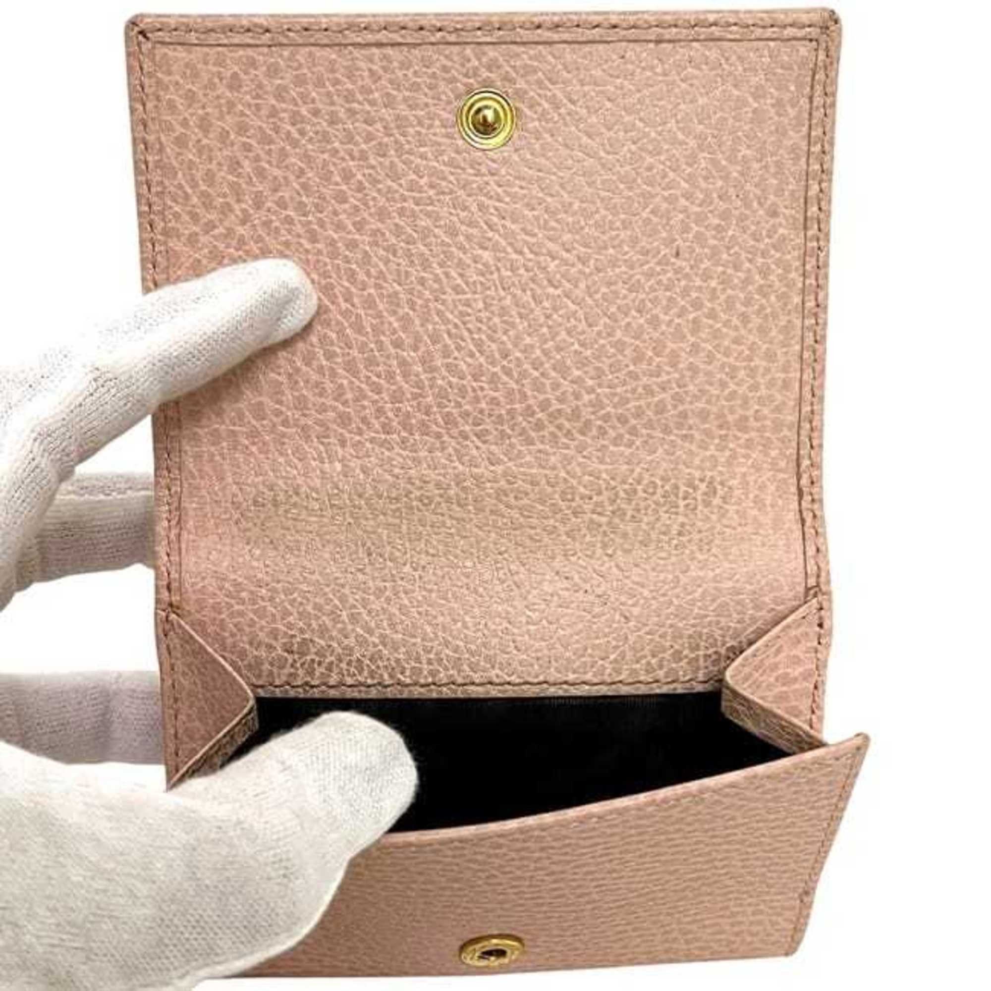 Gucci Gucci GG Marmont Tri-fold Wallet ec-25149 Pink Beige Leather 474746 534563 GUCCI Compact for Men and Women Size ONE SIZE - 4 Thumbnail
