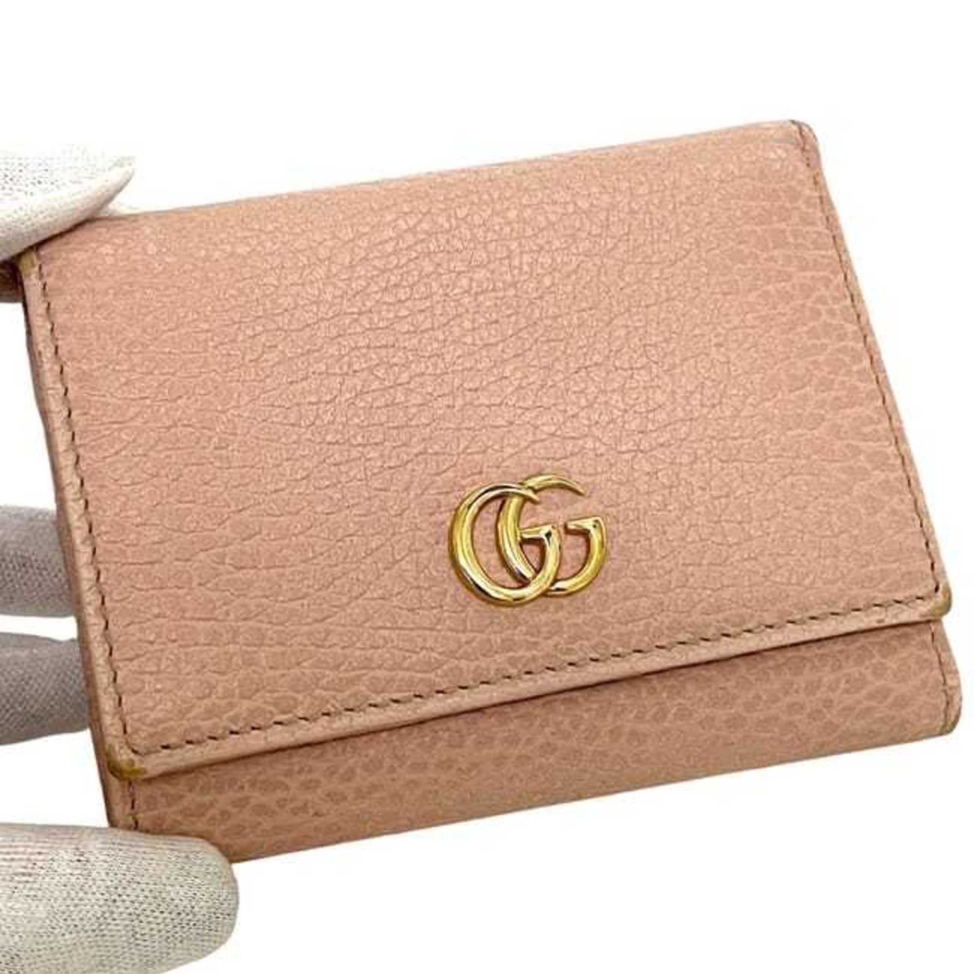 Gucci Gucci GG Marmont Tri-fold Wallet ec-25149 Pink Beige Leather 474746 534563 GUCCI Compact for Men and Women Size ONE SIZE - 10 Thumbnail