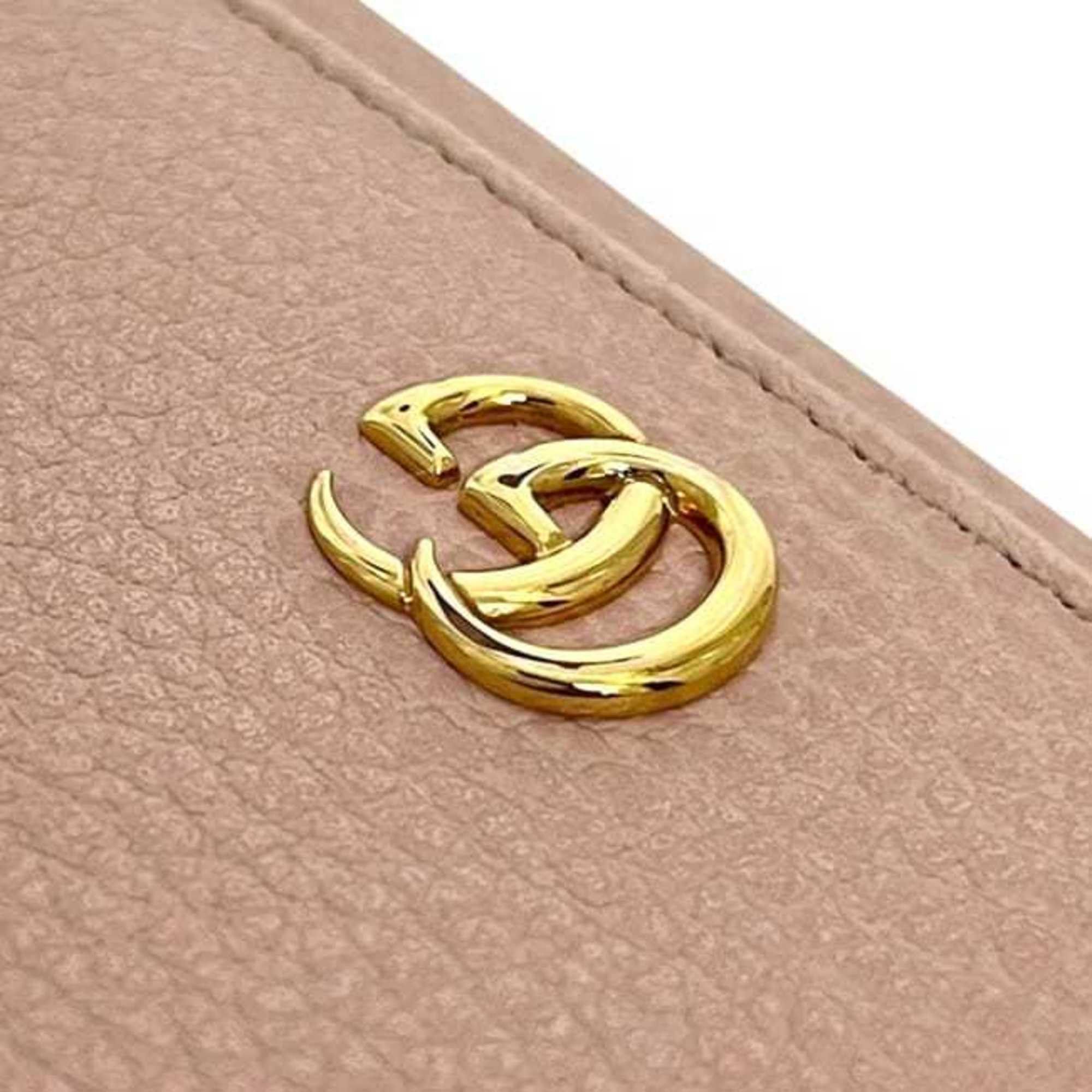 Gucci Gucci GG Marmont Tri-fold Wallet ec-25149 Pink Beige Leather 474746 534563 GUCCI Compact for Men and Women Size ONE SIZE - 9 Thumbnail