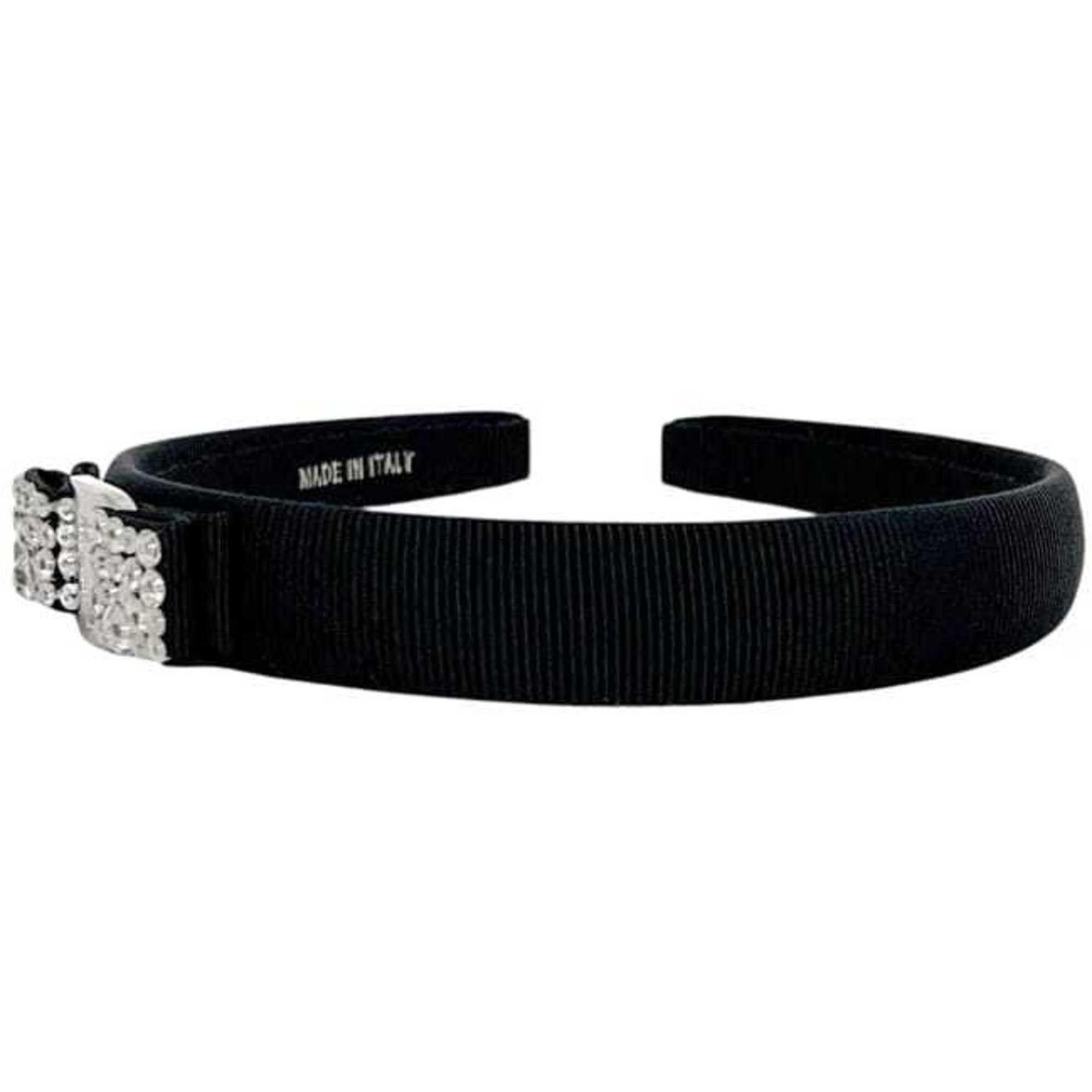 Salvatore Ferragamo Salvatore Ferragamo headband f-25147 in black Vara canvas with rhinestones. Also suitable for women's hair. Size ONE SIZE - 3 Thumbnail