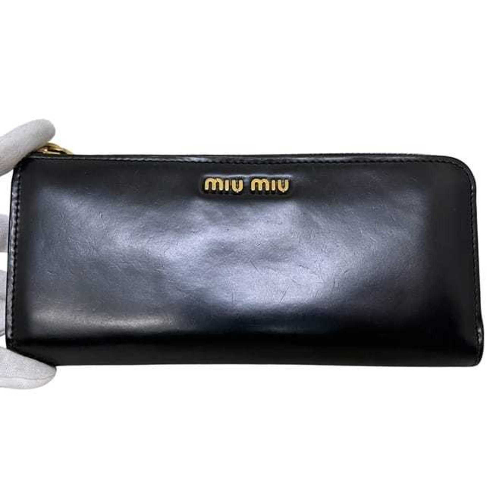 Miu Miu Miu Miu Miu L-shaped long wallet ec-25067 black 5M1183 leather 12 calf men's women's Size ONE SIZE - 10 Thumbnail