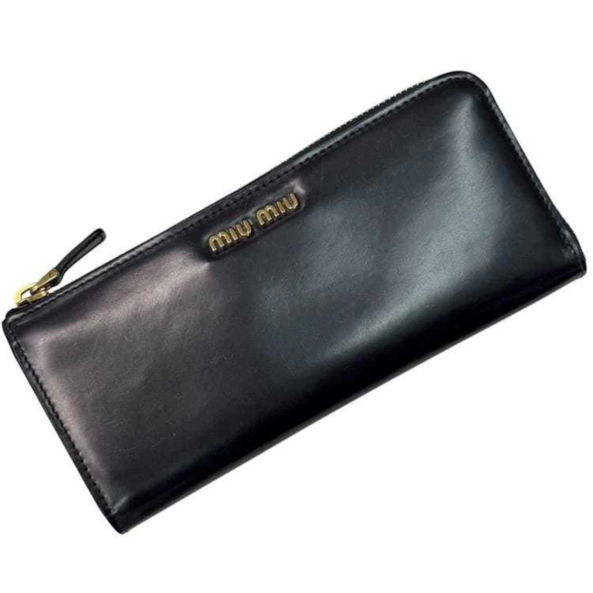 Miu Miu Miu Miu Miu L-shaped long wallet ec-25067 black 5M1183 leather 12 calf men's women's Size ONE SIZE - 2 Thumbnail