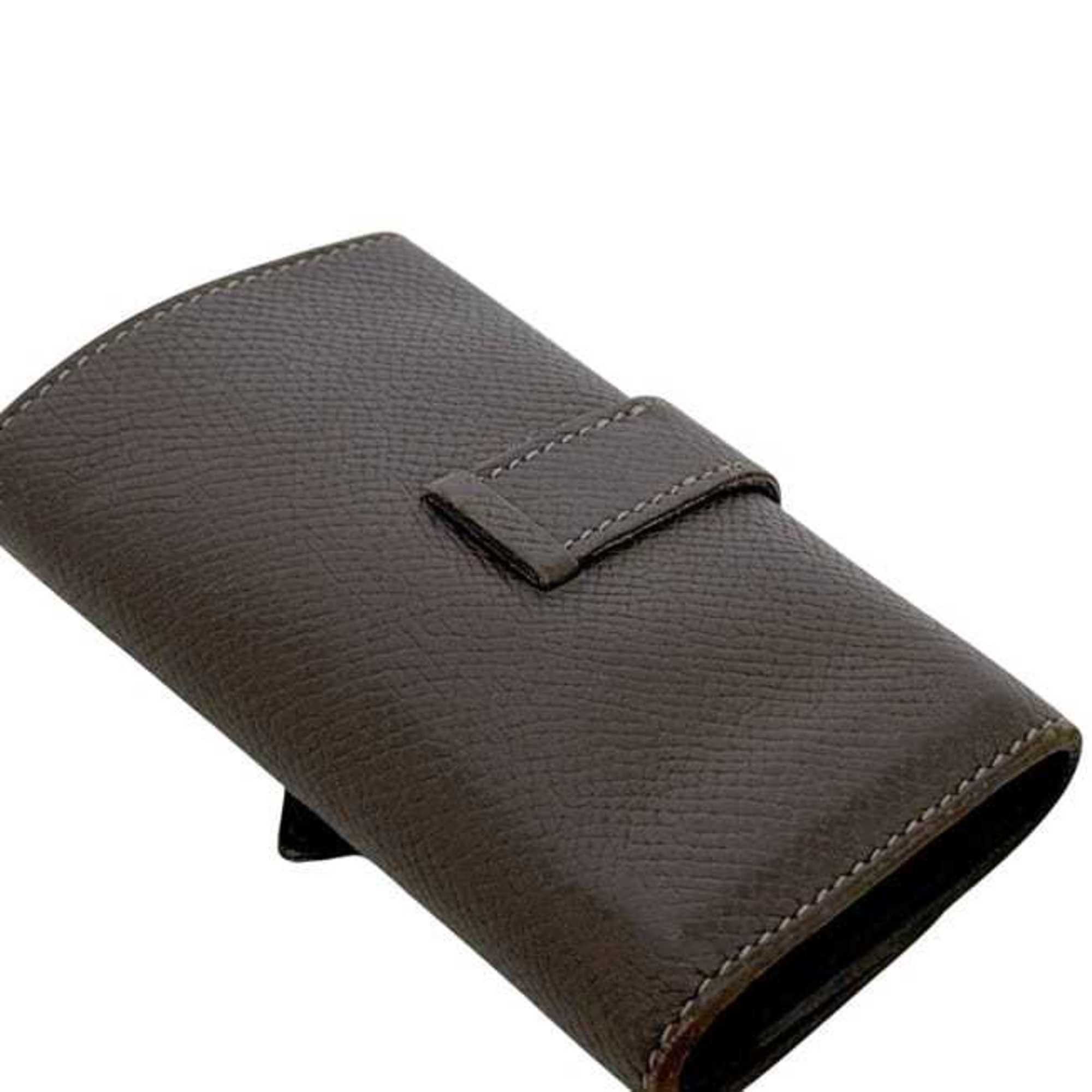 Hermes Hermès 4-ring key case f-25146, brown/dark brown Bearn leather, Epson, L stamp, made in 2008, HERMES holder, 4 hooks, flap, H, for men and women. Size ONE SIZE - 11 Thumbnail