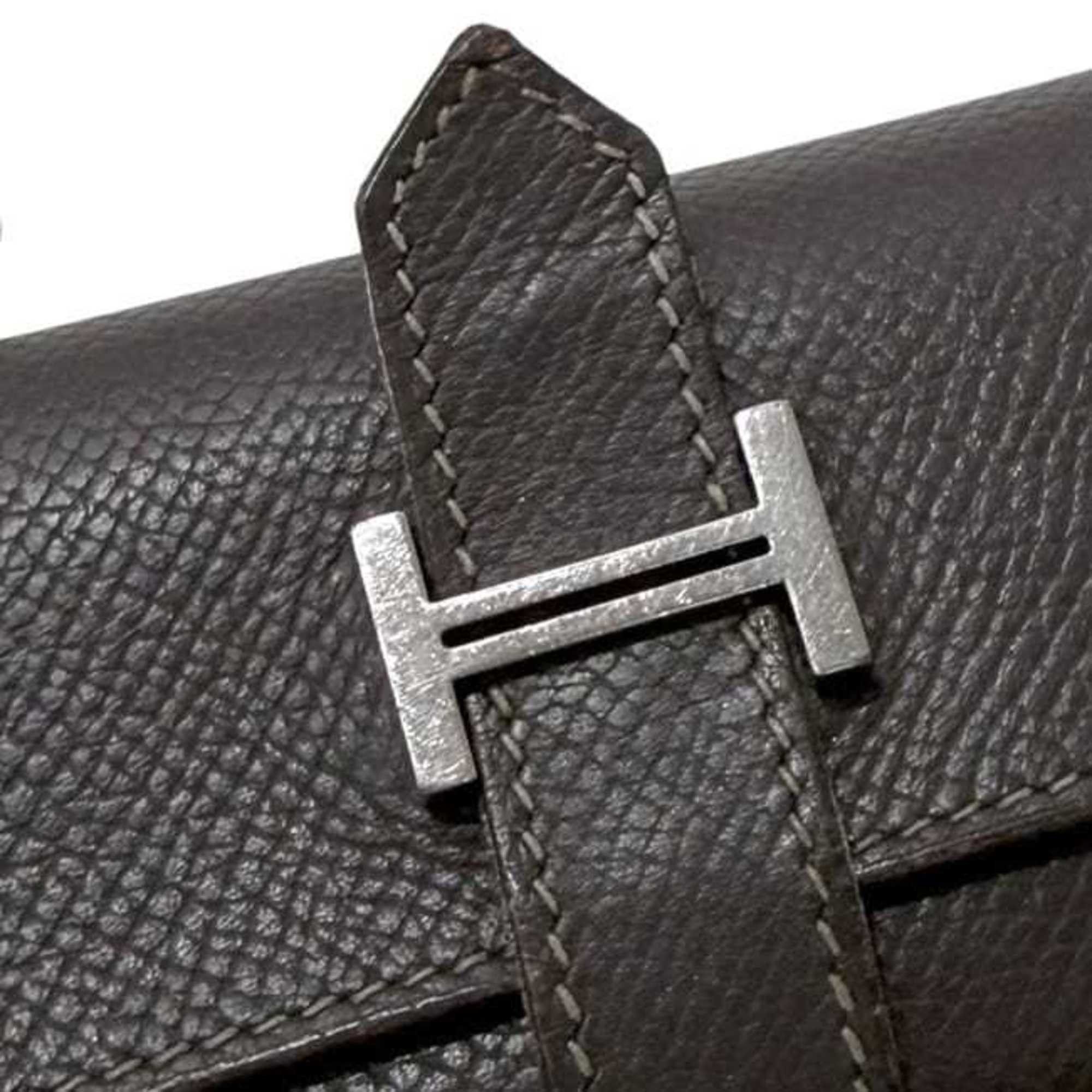 Hermes Hermès 4-ring key case f-25146, brown/dark brown Bearn leather, Epson, L stamp, made in 2008, HERMES holder, 4 hooks, flap, H, for men and women. Size ONE SIZE - 7 Thumbnail