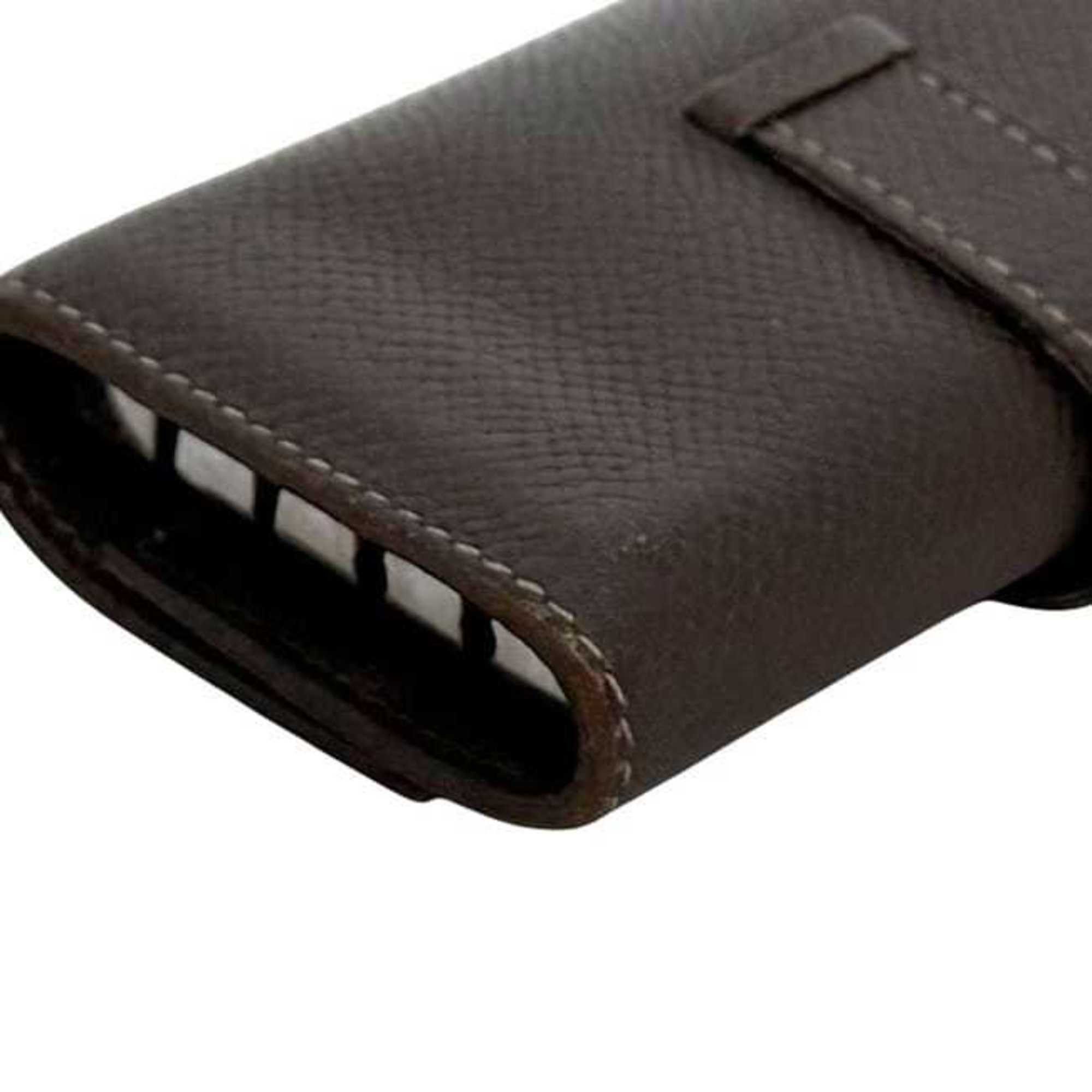 Hermes Hermès 4-ring key case f-25146, brown/dark brown Bearn leather, Epson, L stamp, made in 2008, HERMES holder, 4 hooks, flap, H, for men and women. Size ONE SIZE - 10 Thumbnail