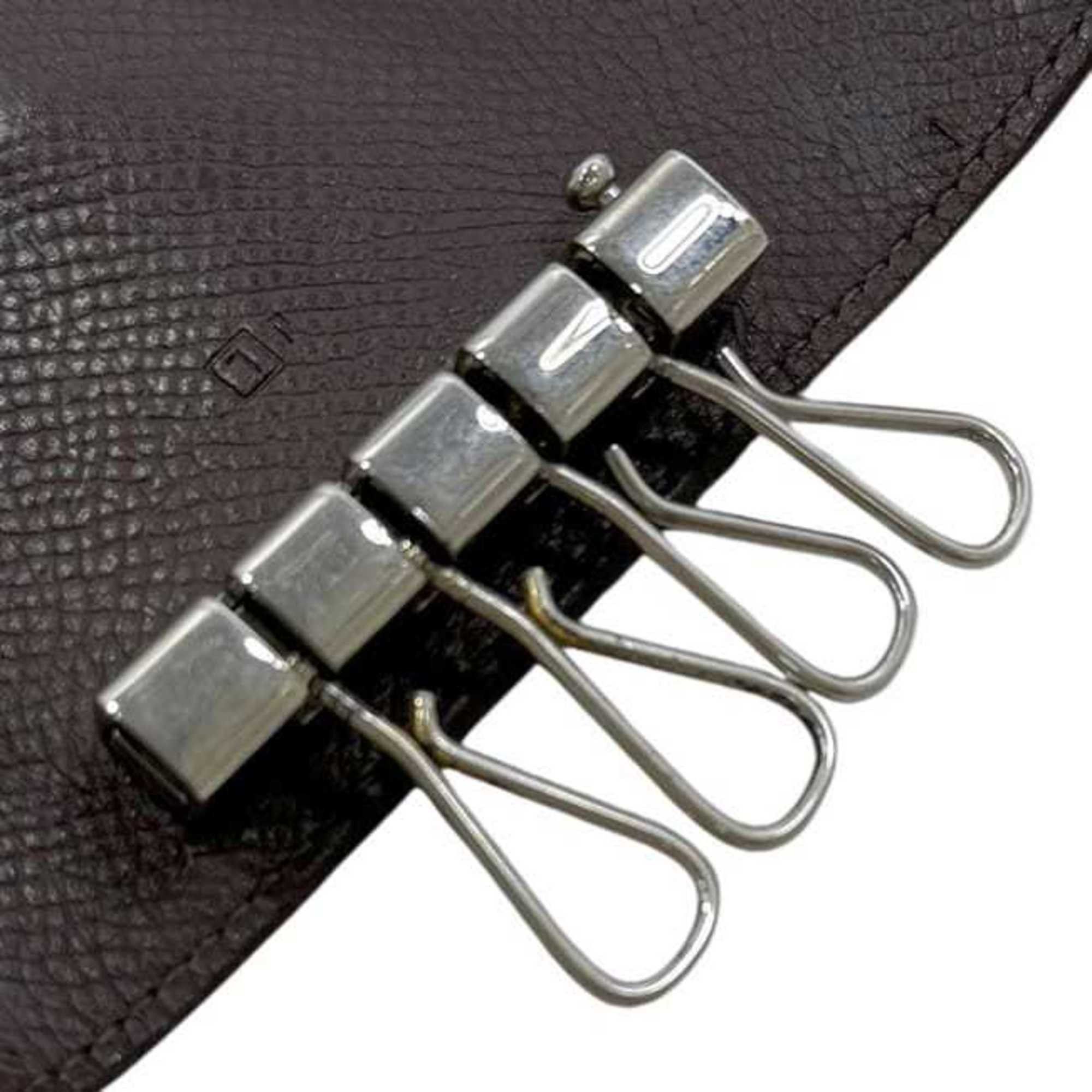 Hermes Hermès 4-ring key case f-25146, brown/dark brown Bearn leather, Epson, L stamp, made in 2008, HERMES holder, 4 hooks, flap, H, for men and women. Size ONE SIZE - 5 Thumbnail
