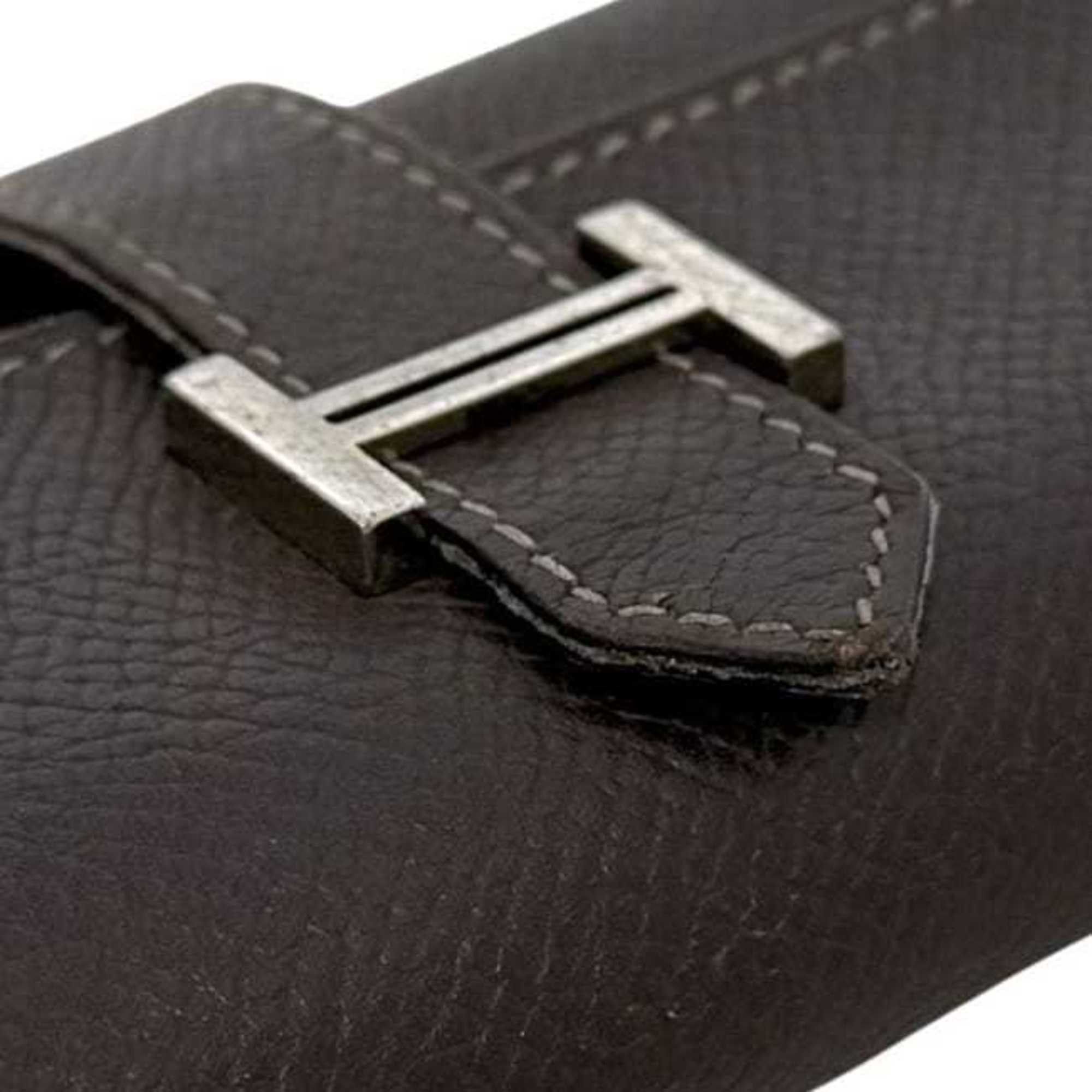 Hermes Hermès 4-ring key case f-25146, brown/dark brown Bearn leather, Epson, L stamp, made in 2008, HERMES holder, 4 hooks, flap, H, for men and women. Size ONE SIZE - 8 Thumbnail