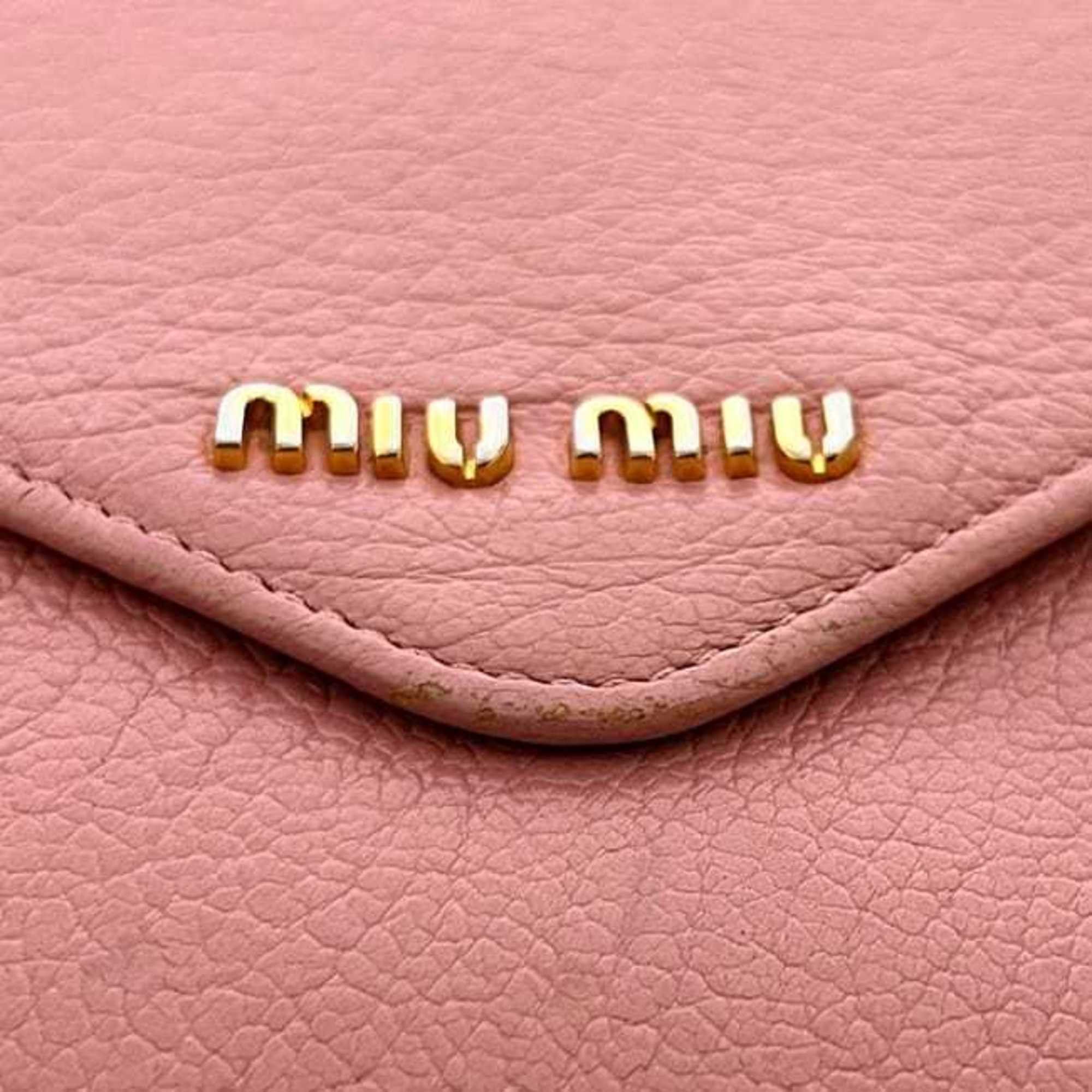 Miu Miu Miu Miu Miu bifold long wallet ec-25084 pink leather with letter print, one color Size ONE SIZE - 7 Thumbnail