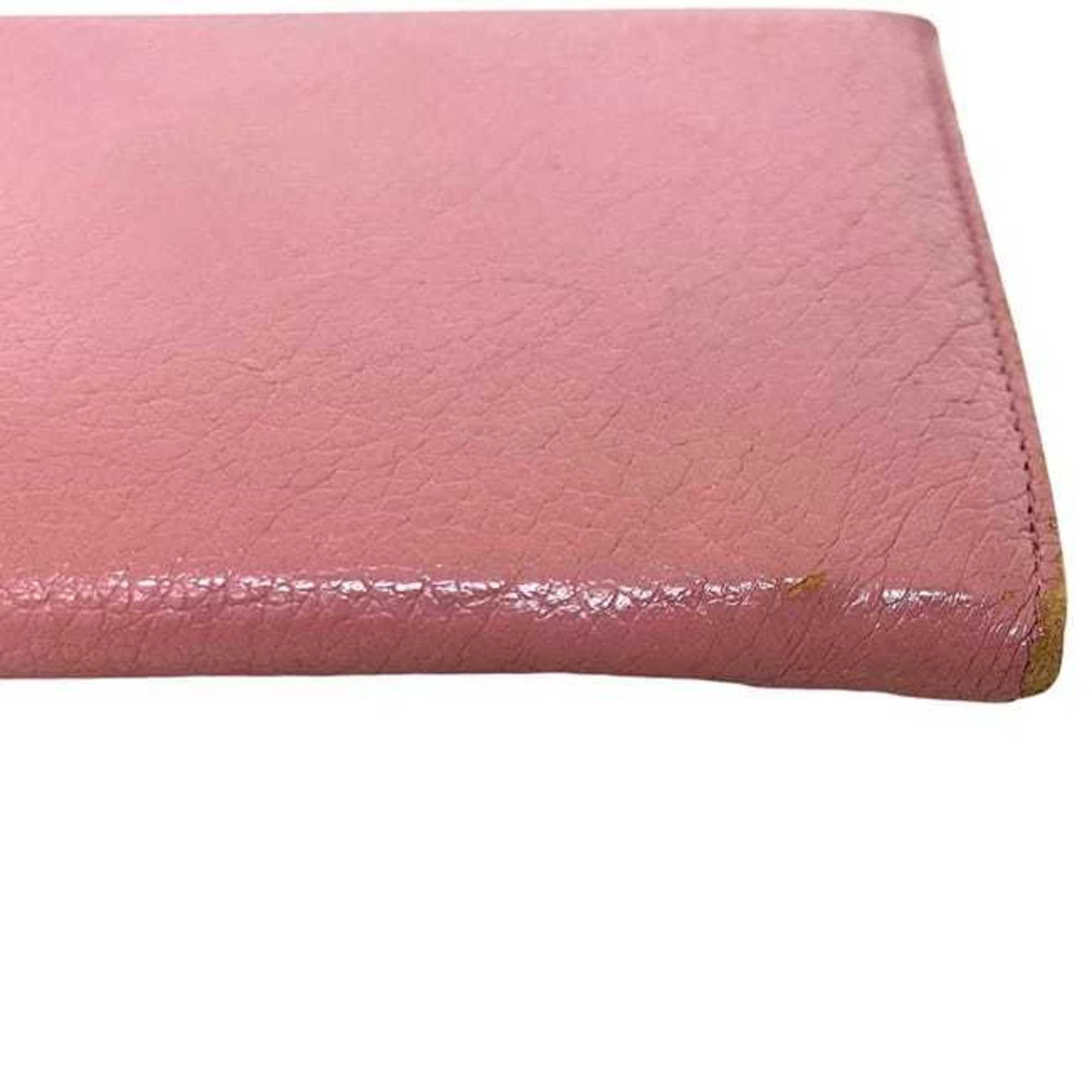 Miu Miu Miu Miu Miu bifold long wallet ec-25084 pink leather with letter print, one color Size ONE SIZE - 10 Thumbnail