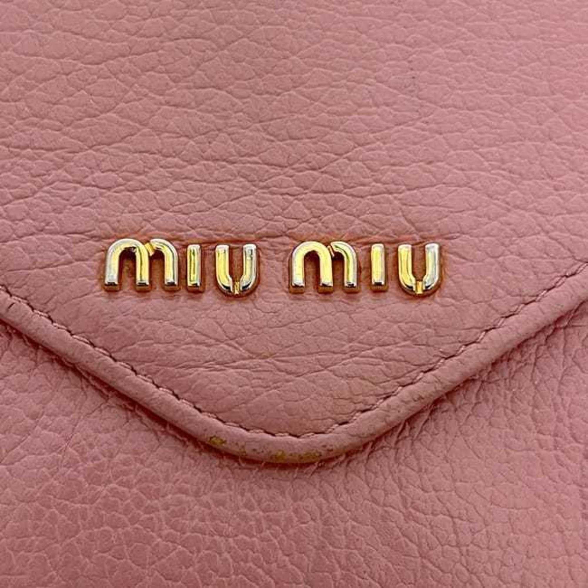 Miu Miu Miu Miu Miu bifold long wallet ec-25084 pink leather with letter print, one color Size ONE SIZE - 8 Thumbnail
