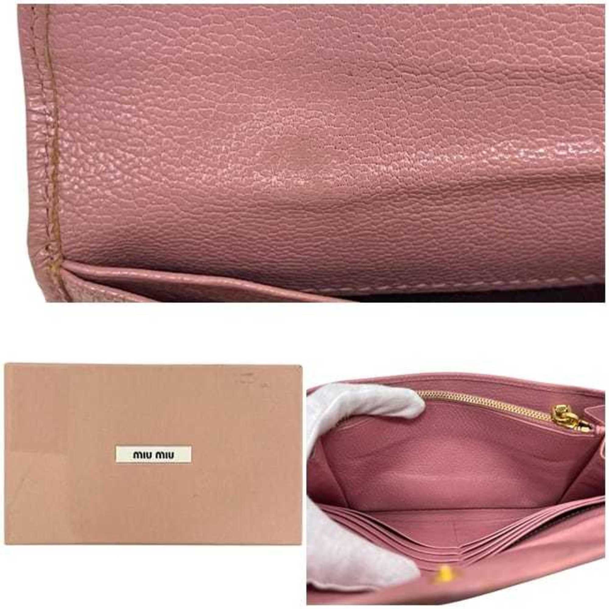 Miu Miu Miu Miu Miu bifold long wallet ec-25084 pink leather with letter print, one color Size ONE SIZE - 5 Thumbnail