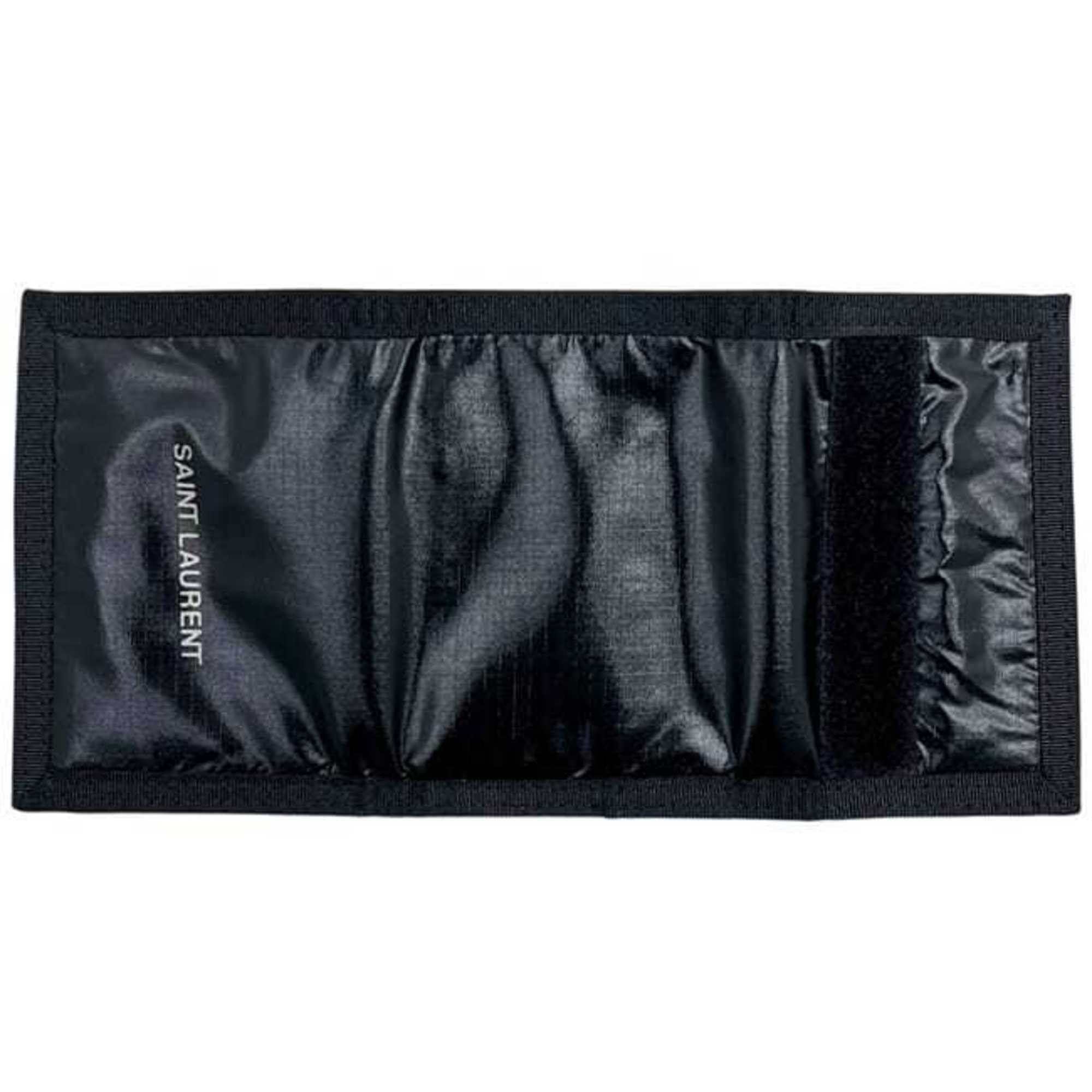 Saint Laurent Paris Saint Laurent Tri-fold Wallet f-25093 Black 588188 Nylon Canvas 1019 SAINT LAURENT Velcro Closure Compact Mini for Men and Women ec-25093 Size ONE SIZE - 4 Thumbnail