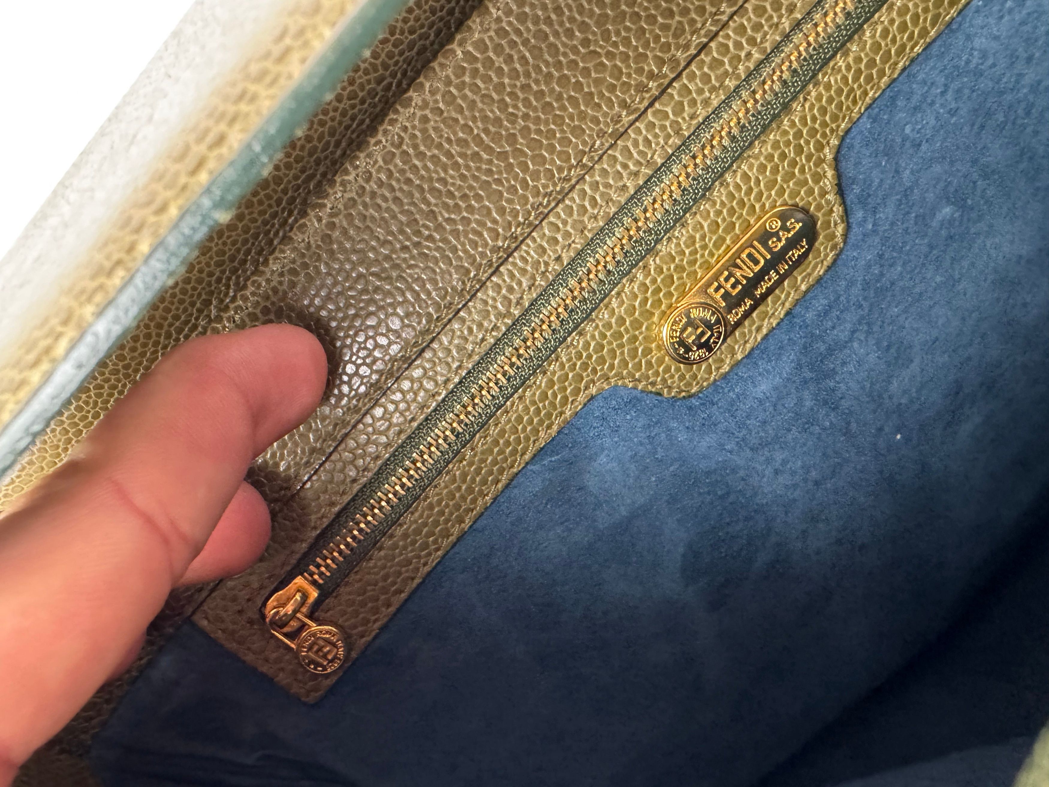 Fendi Vintage Leather Scorpion Handbag Khaki Size ONE SIZE - 4 Thumbnail