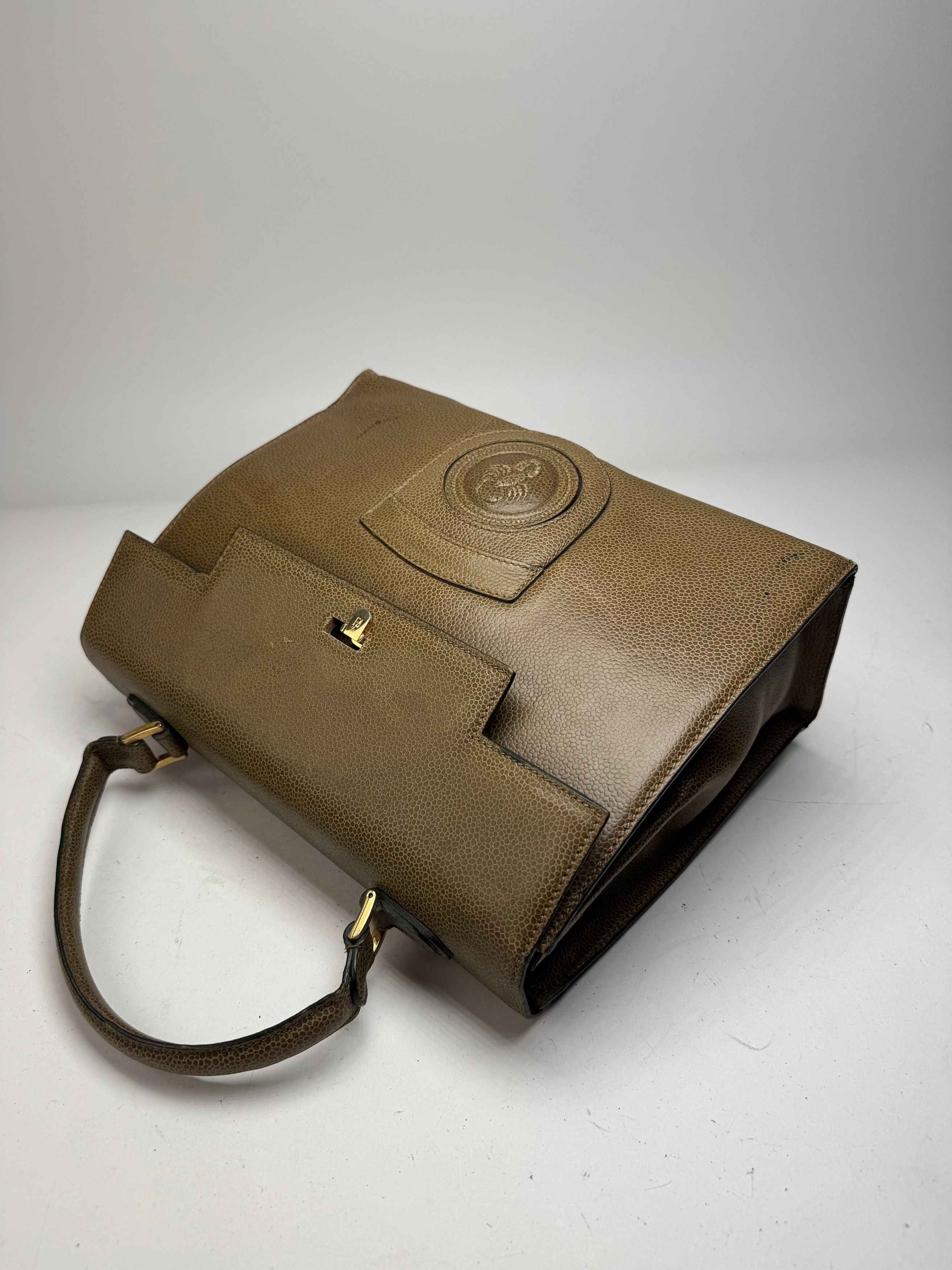 Fendi Vintage Leather Scorpion Handbag Khaki Size ONE SIZE - 7 Thumbnail
